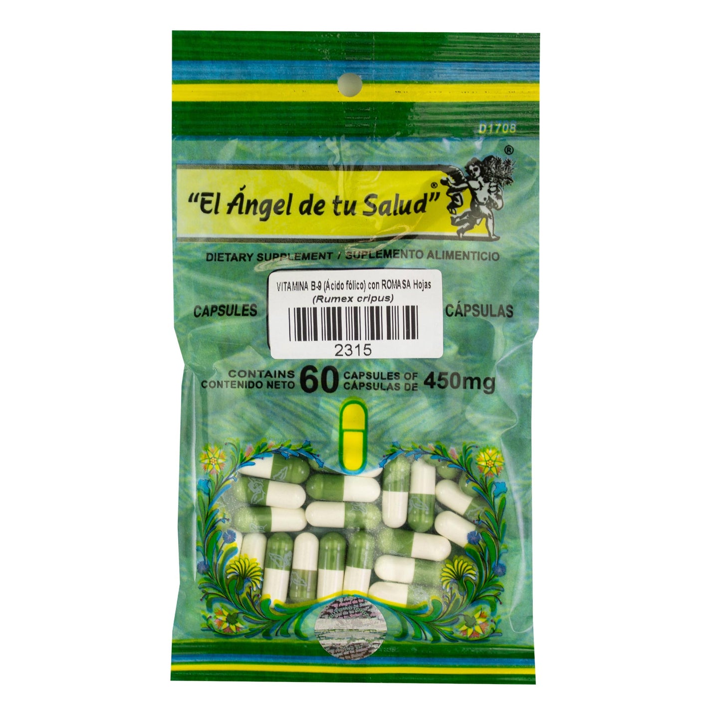 ROMASA hoja con VITAMINA B9 ™ Cápsula dura bolsa verde 60