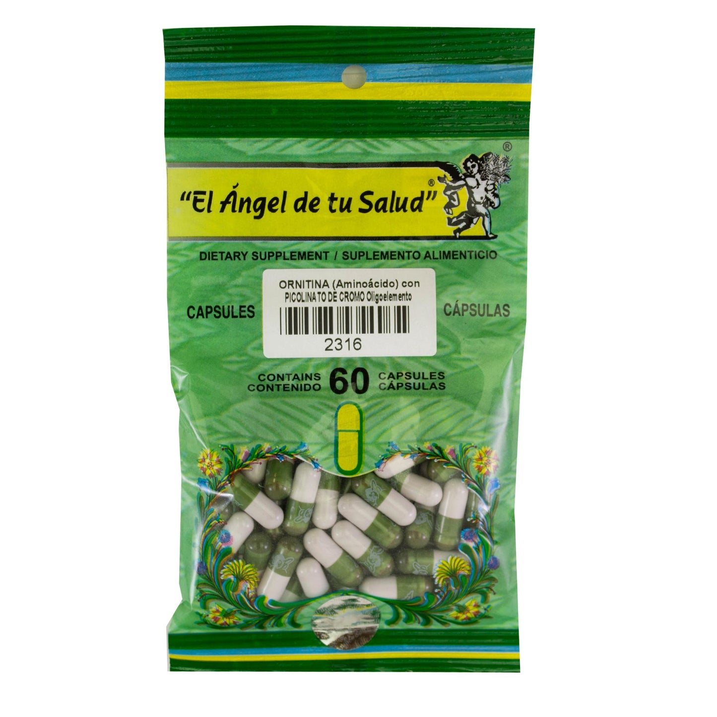 ORNITINA con PICOLINATO DE CROMO ™ Cápsula dura bolsa verde 60u