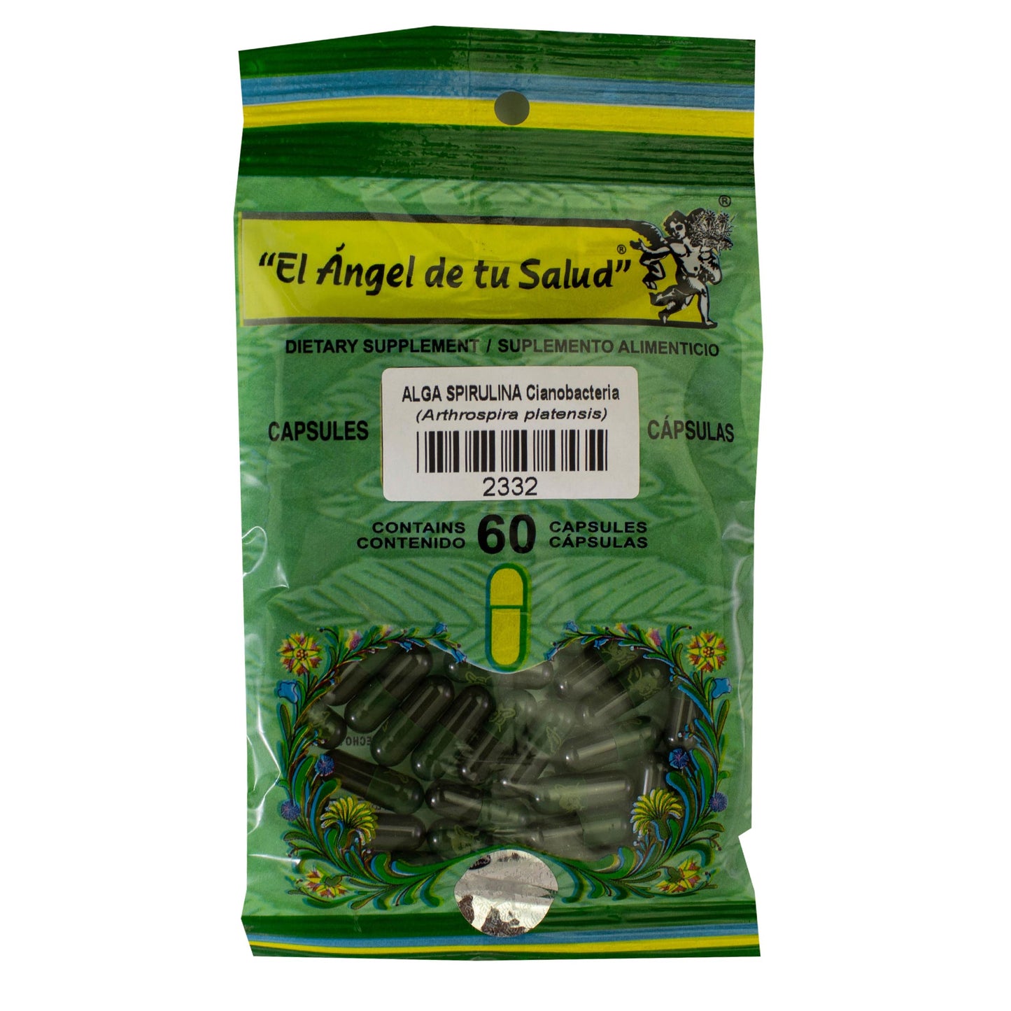 SPIRULINA alga ™ Cápsula dura bolsa verde 60