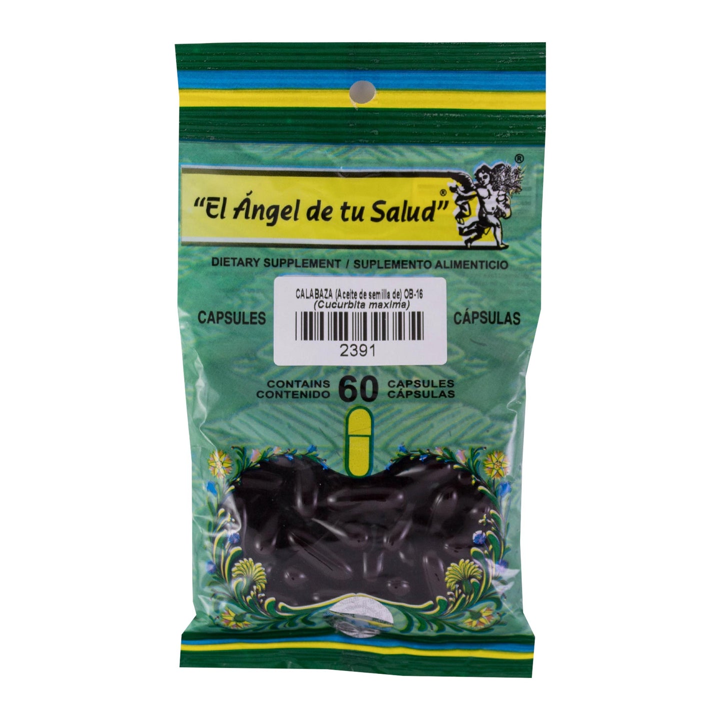 CALABAZA Semilla Aceite ™ Cápsula blanda bolsa verde 60 ADULTOS