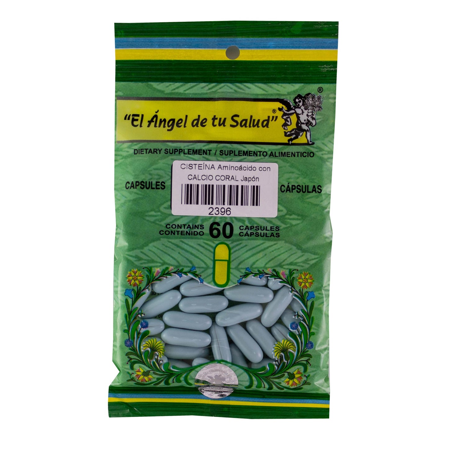 CISTEÍNA con calcio de CORAL Japón ™ Cápsula blanda bolsa verde 60 ADULTOS