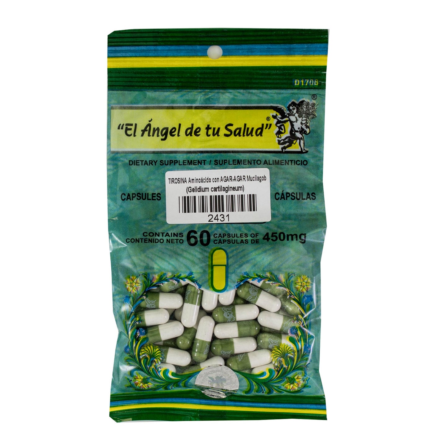 AGAR-AGAR Mucílago con TIROSINA ™ Cápsula dura bolsa verde 60