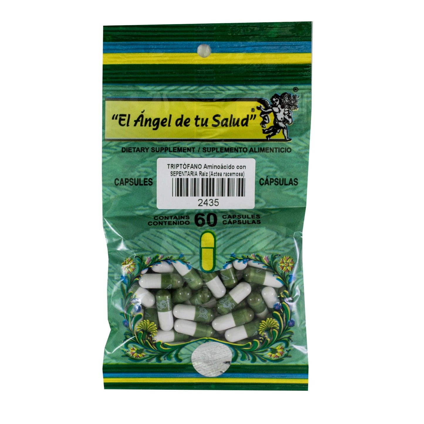 SERPENTARIA raíz con TRIPTÓFANO ™ Cápsula dura bolsa verde 60