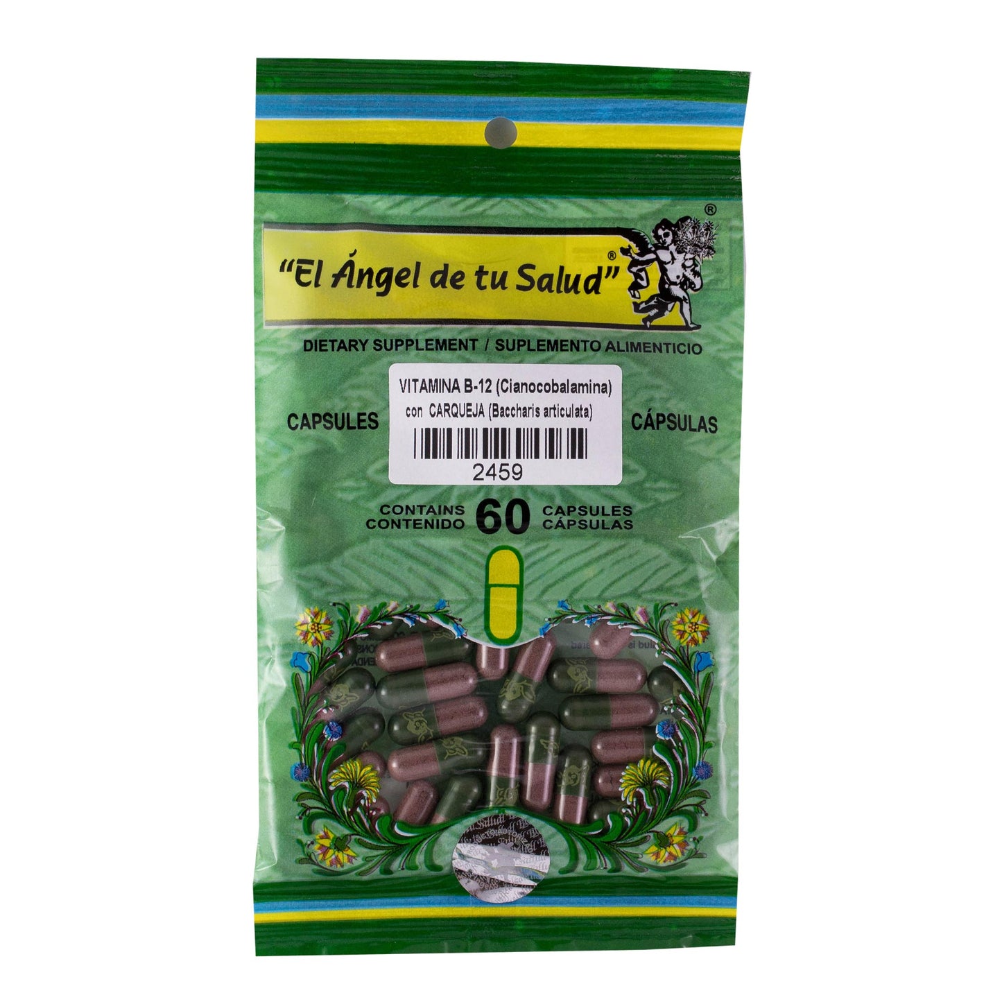 CARQUEJA hoja con VITAMINA B12 ™ Cápsula dura bolsa verde 60