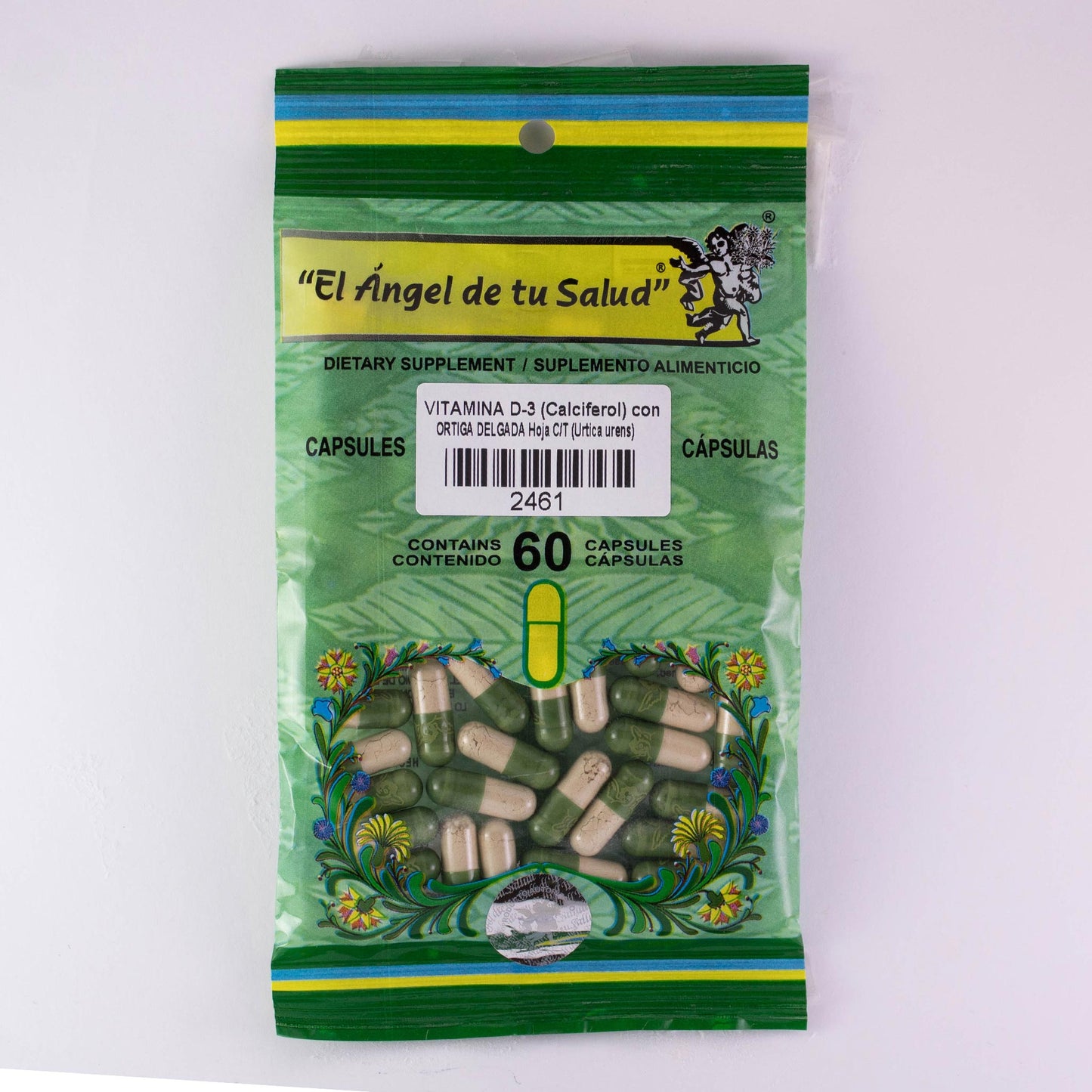 ORTIGA hoja con VITAMINA D3 ™ Cápsula dura bolsa verde 60