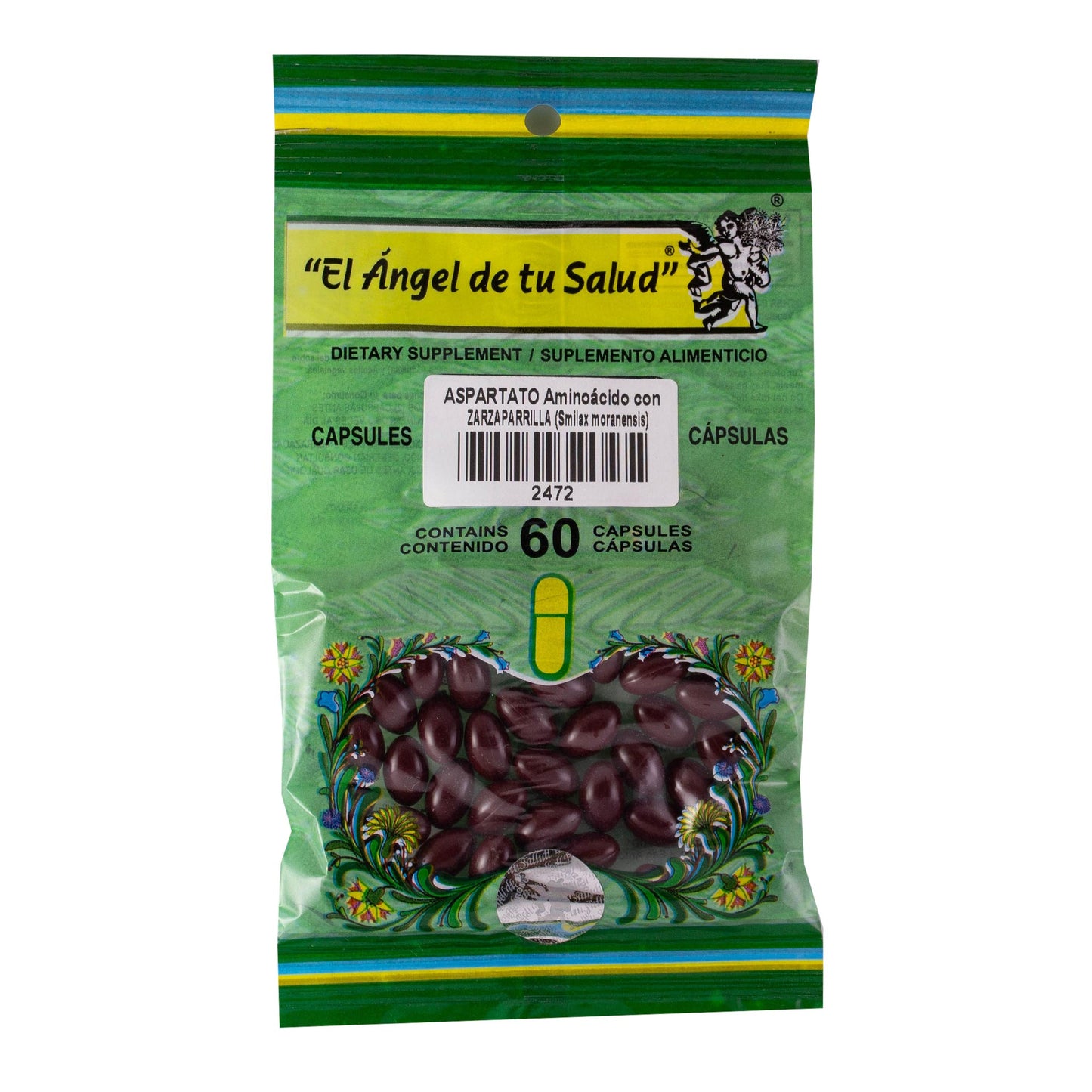 ASPARTATO con ZARZAPARRILLA raíz ™ Cápsula blanda bolsa verde 60