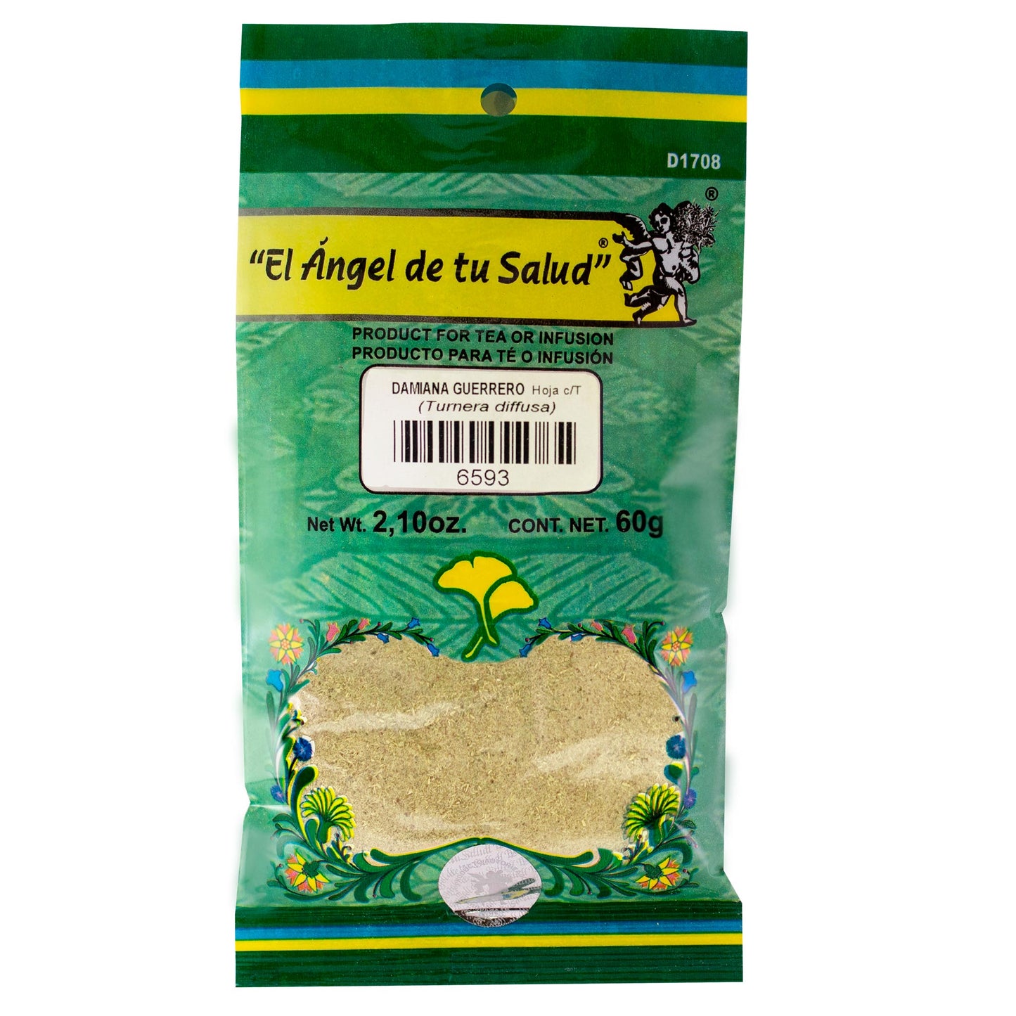DAMIANA DE GUERRERO hojas con tallo ™ Polvo bolsa verde 60g
