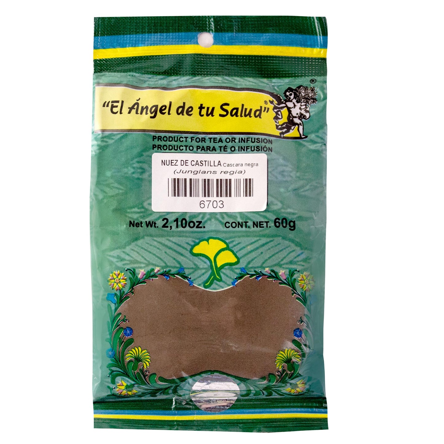 NUEZ DE CASTILLA Cáscara negra ™ Polvo bolsa verde 60g