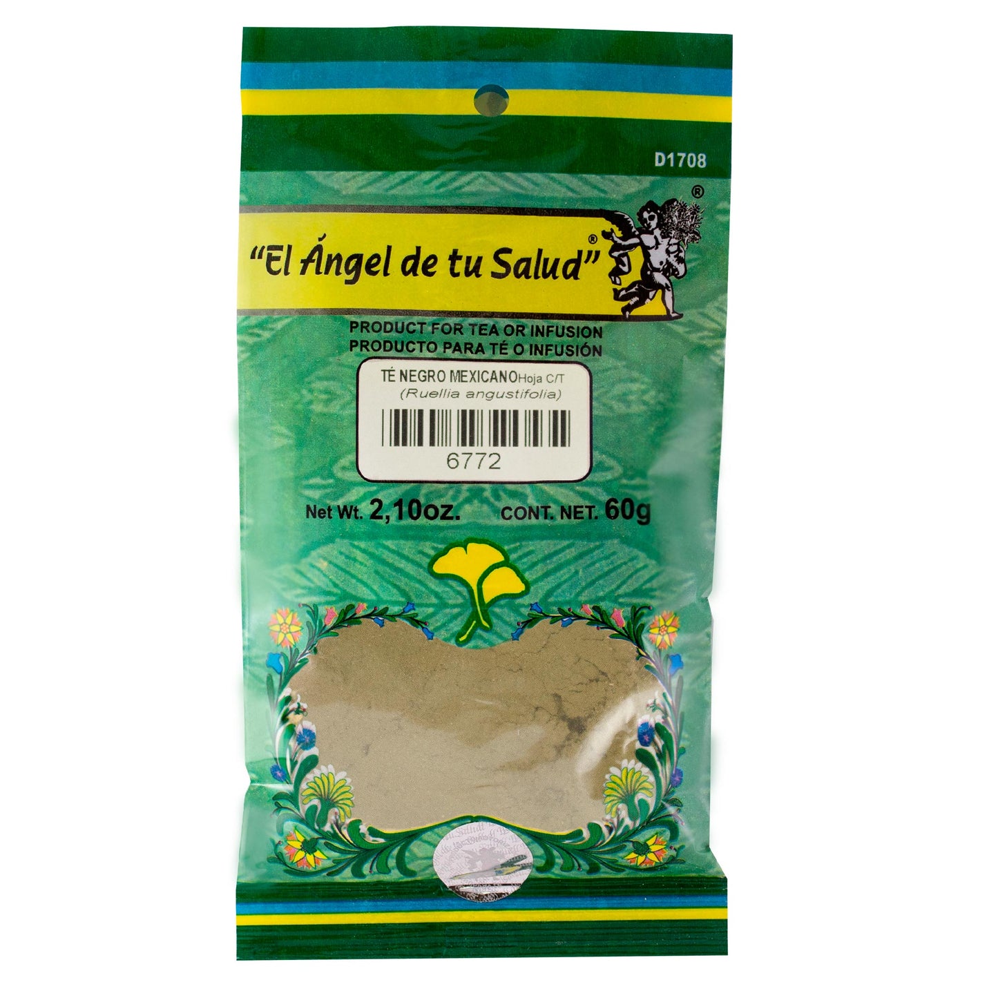 TÉ NEGRO MEXICANO hojas con tallo ™ Polvo bolsa verde 60g