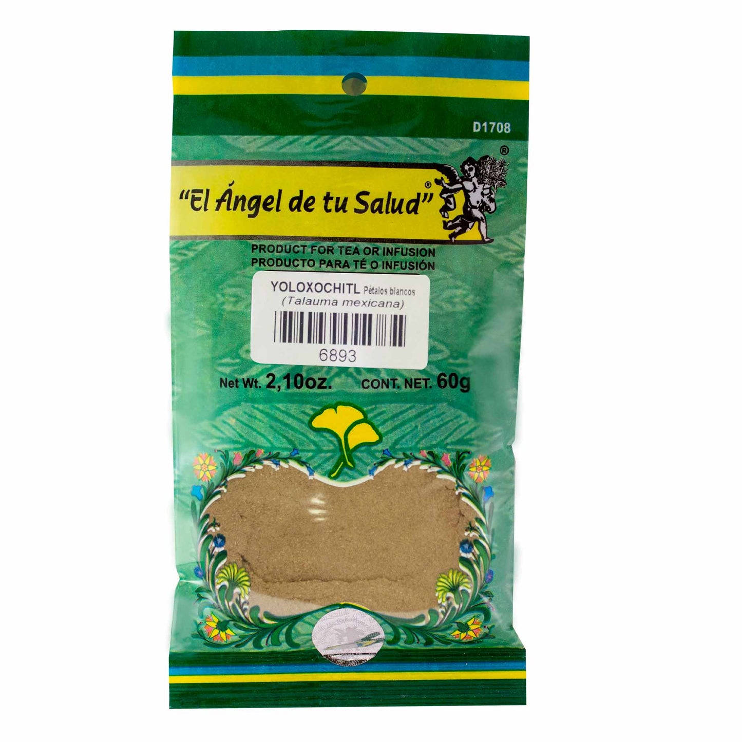 YOLOXOCHITL pétalos blancos ™ Polvo bolsa verde 60g