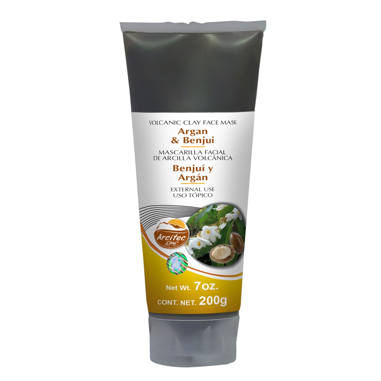 Mascarilla facial ARCITEC LINE ® arcilla volcánica con benjuí y argán tubo 200g