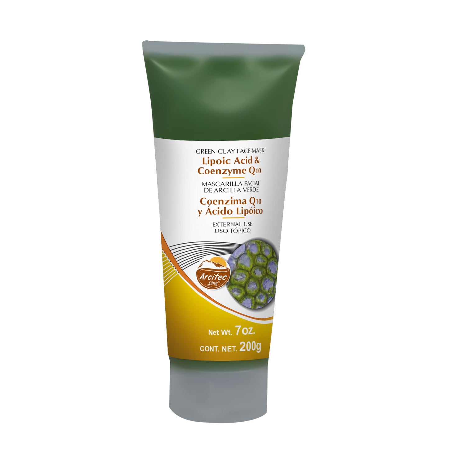 Mascarilla facial ARCITEC LINE ® arcilla verde con coenzima Q10 y ácido lipóico tubo 200g