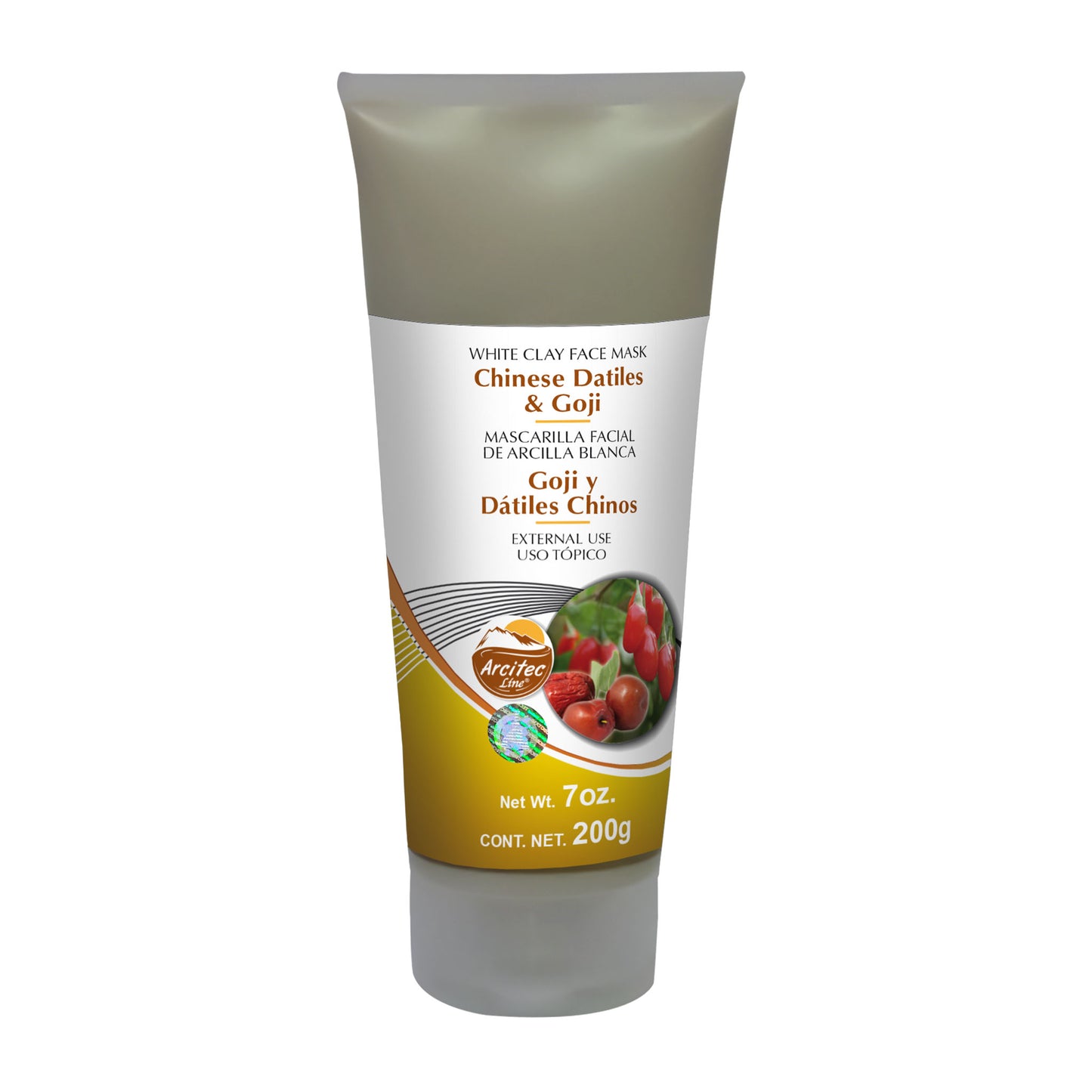 Mascarilla facial ARCITEC LINE ® arcilla blanca con bayas de gojí y dátiles chinos tubo 200g
