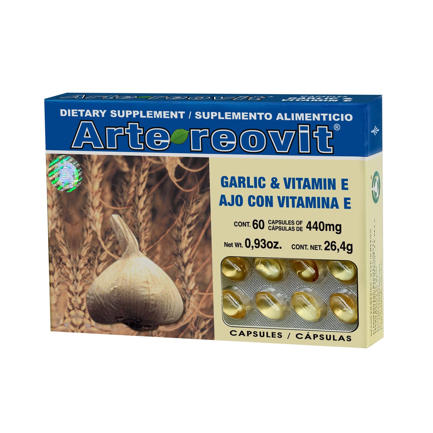 Cápsulas ARTEREOVIT ® ajo con vitamina E caja blister 60