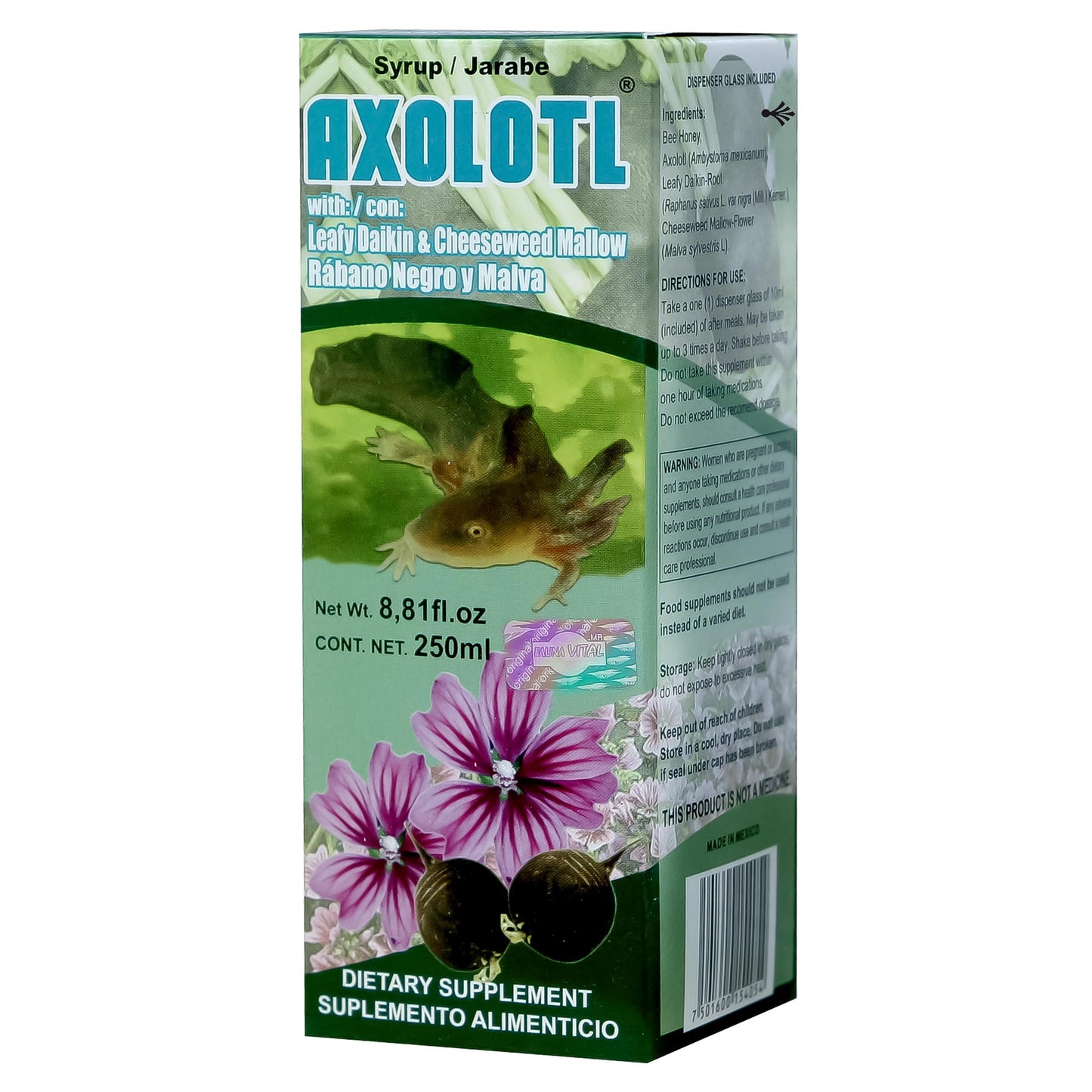 Jarabe AXOLOTL ® rábano negro y malva caja frasco 250ml