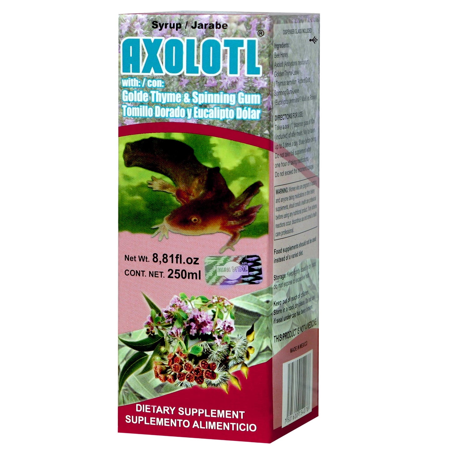 Jarabe AXOLOTL ® tomillo dorado y eucalipto caja frasco 250ml