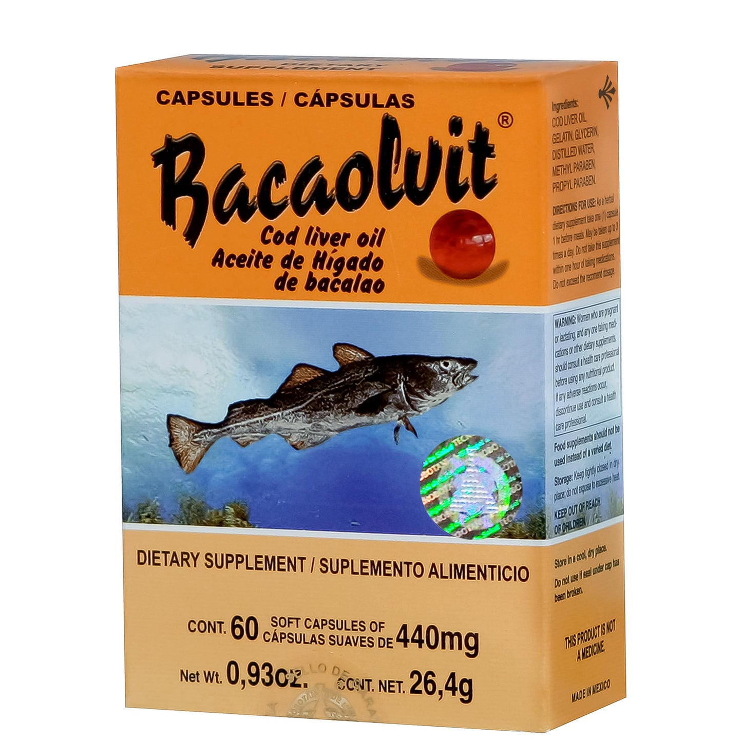 Cápsulas BACAOLVIT ® aceite de hígado de bacalao caja blister 60