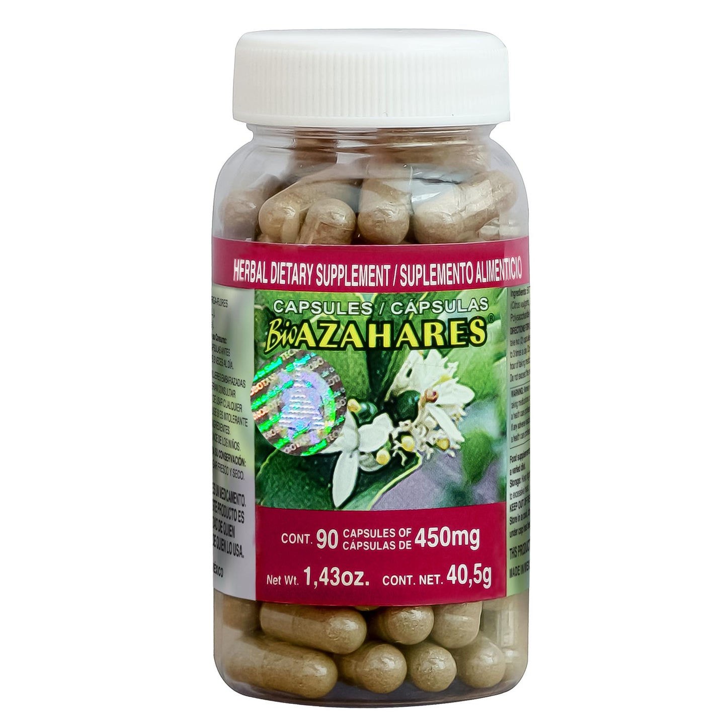 Cápsulas BIOAZAHARES ® naranja amarga flor frasco 90