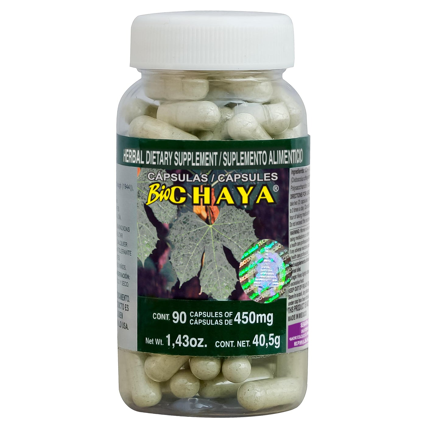 Cápsulas BIOCHAYA ® chaya frasco 90