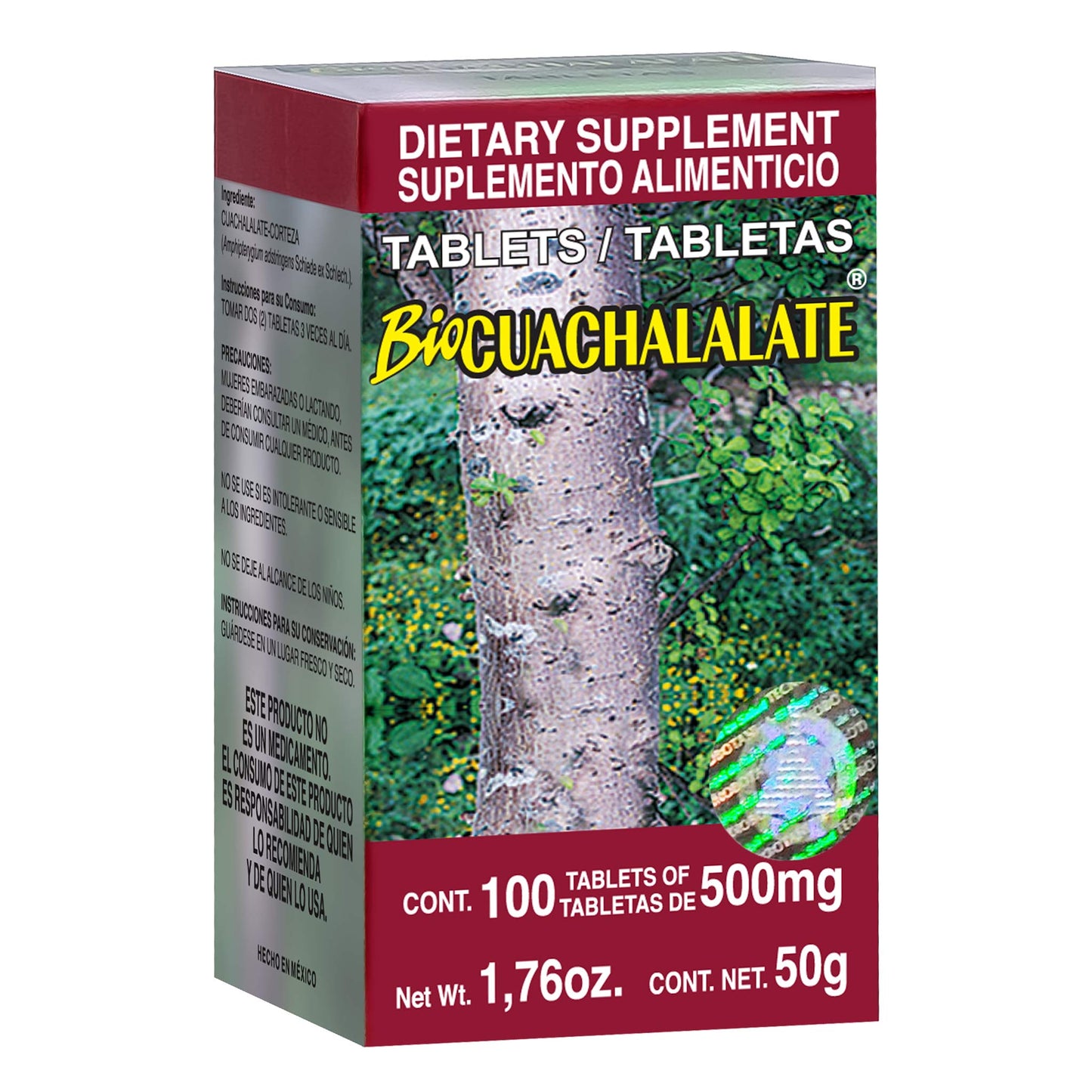 Tabletas BIOCUACHALALATE ® corteza de cuachalalate caja frasco 100