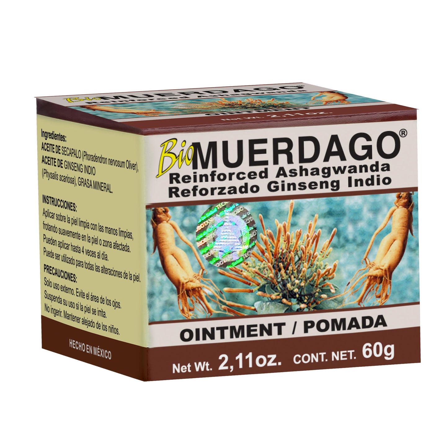 Pomada BIOMUERDAGO ® aceites de secapalo y ginseng indio tarro 60g