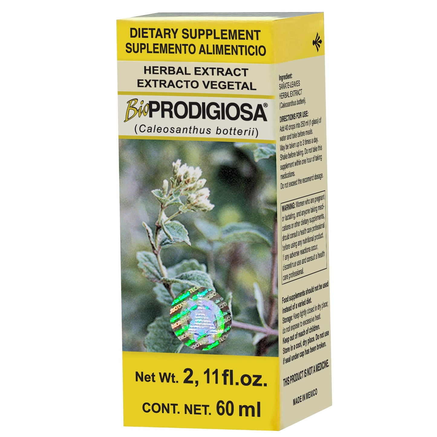 Extracto vegetal BIOPRODIGIOSA ® hojas de sañate caja frasco gotero 60ml