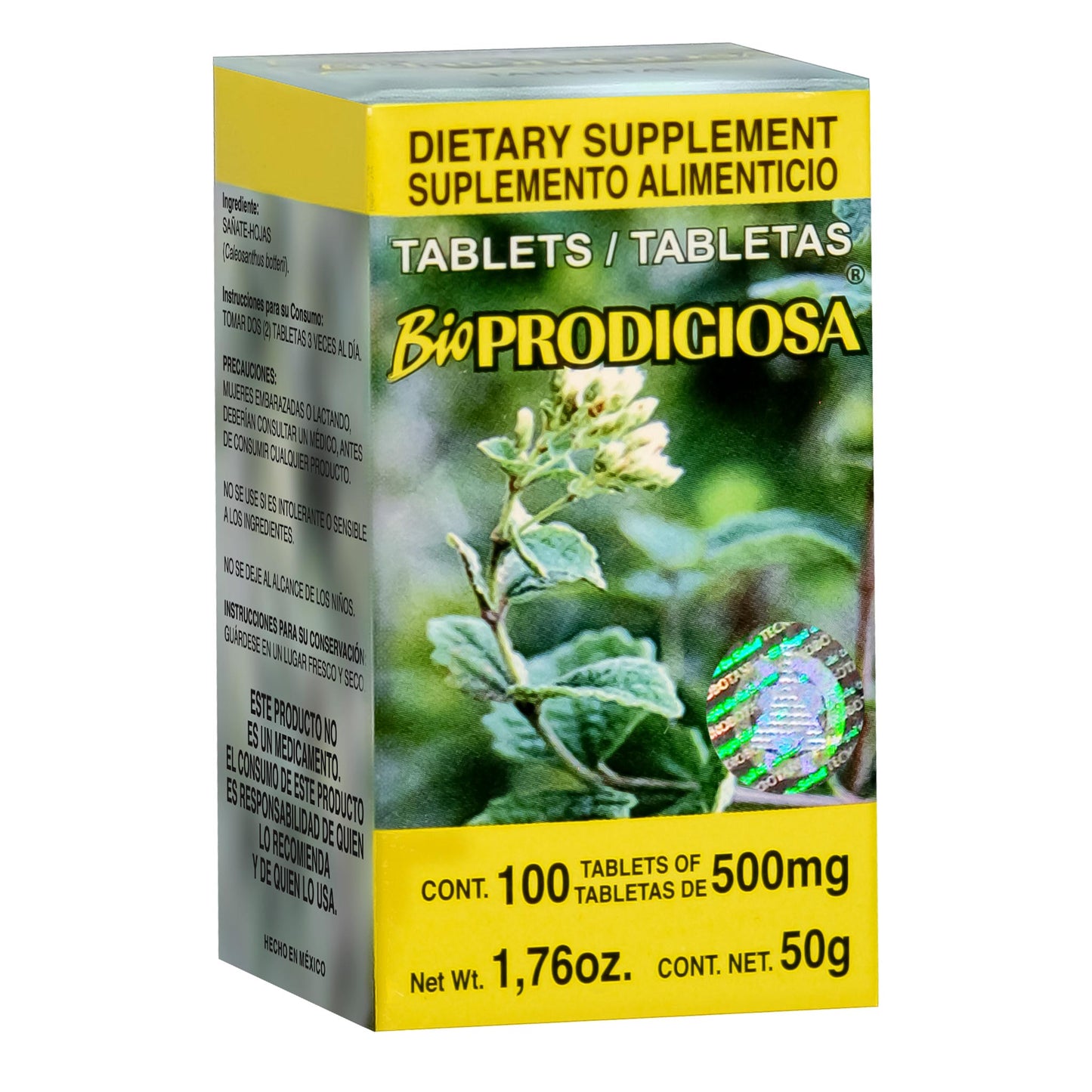 Tabletas BIOPRODIGIOSA ® hojas de sañate caja frasco 100