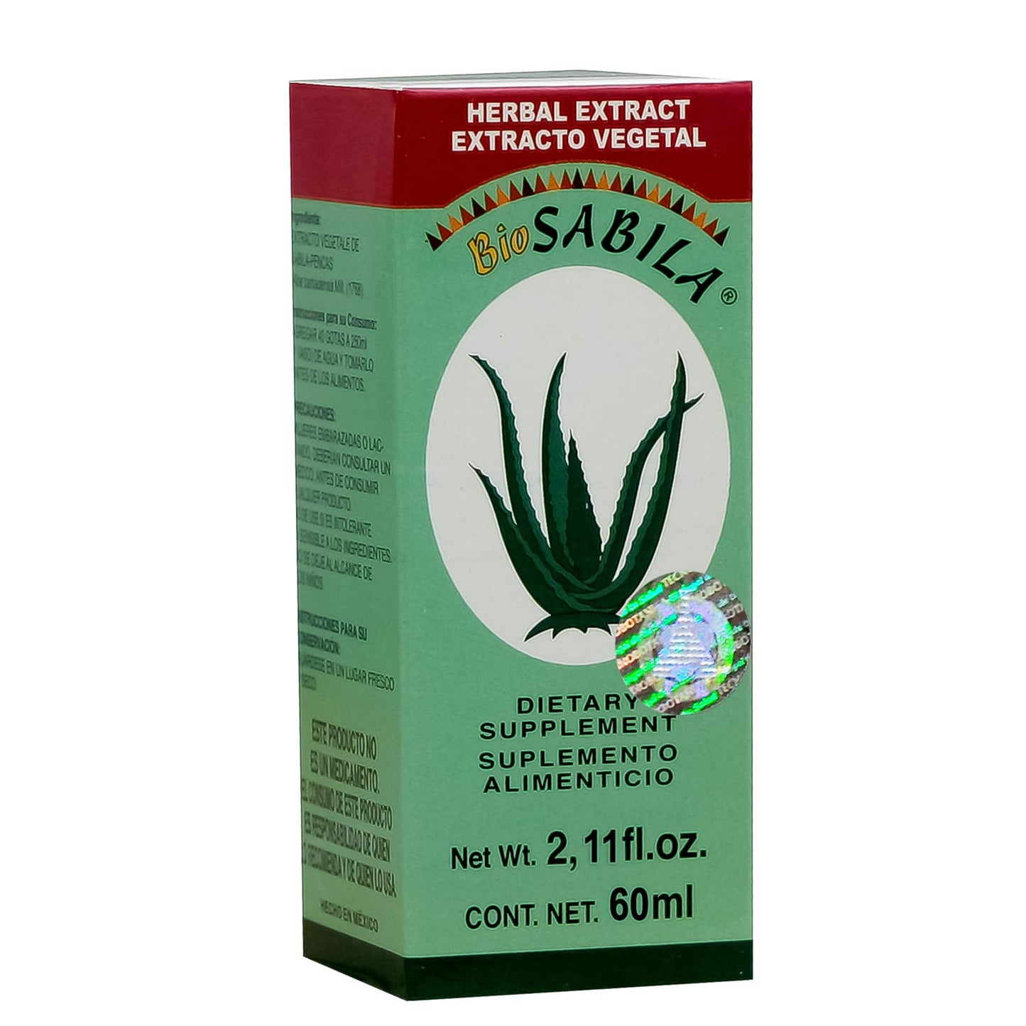 Extracto vegetal BIOSABILA ® pencas de sábila caja frasco gotero 60ml