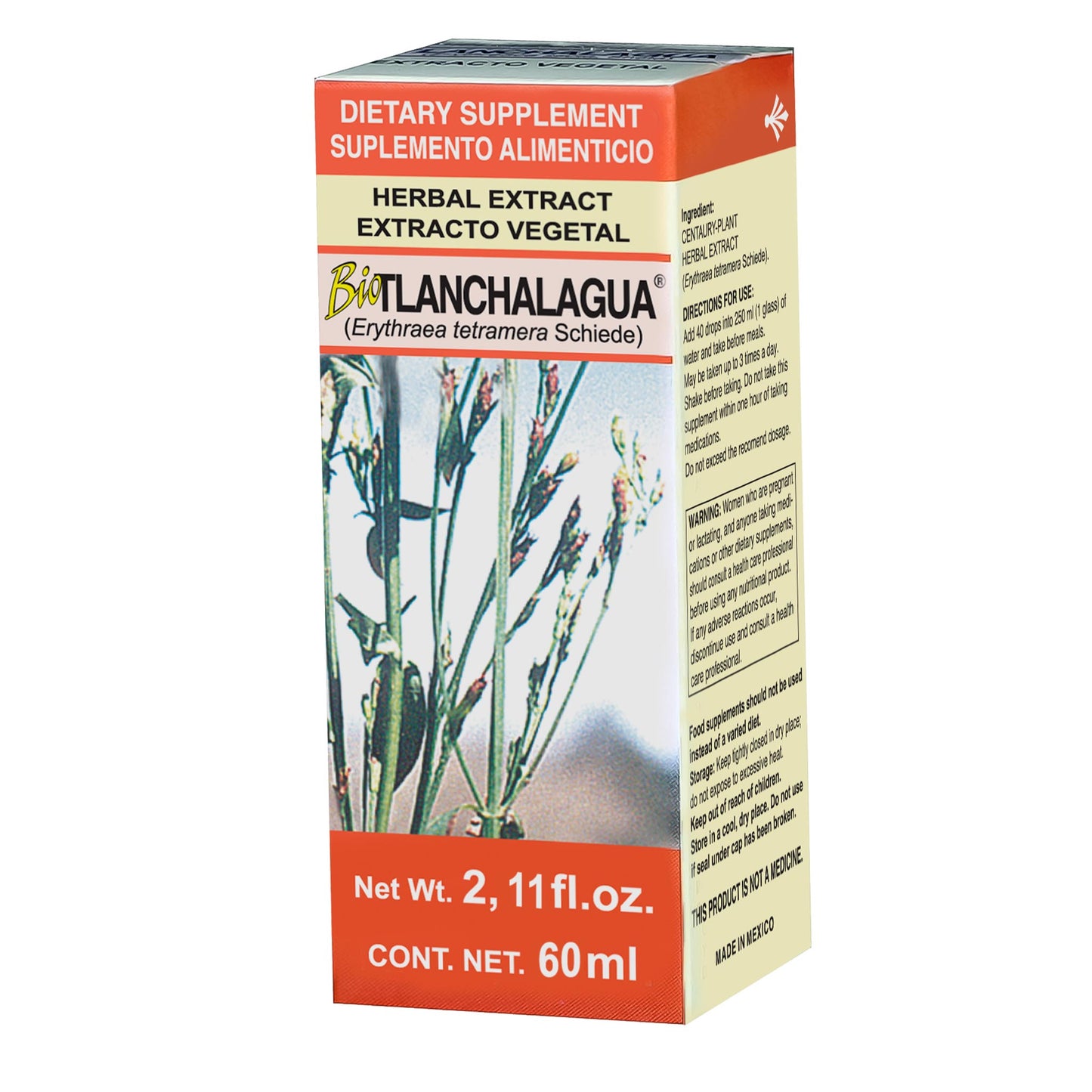 Extracto vegetal BIOTLANCHALAHUA ® tlanchalahua caja frasco gotero 60ml