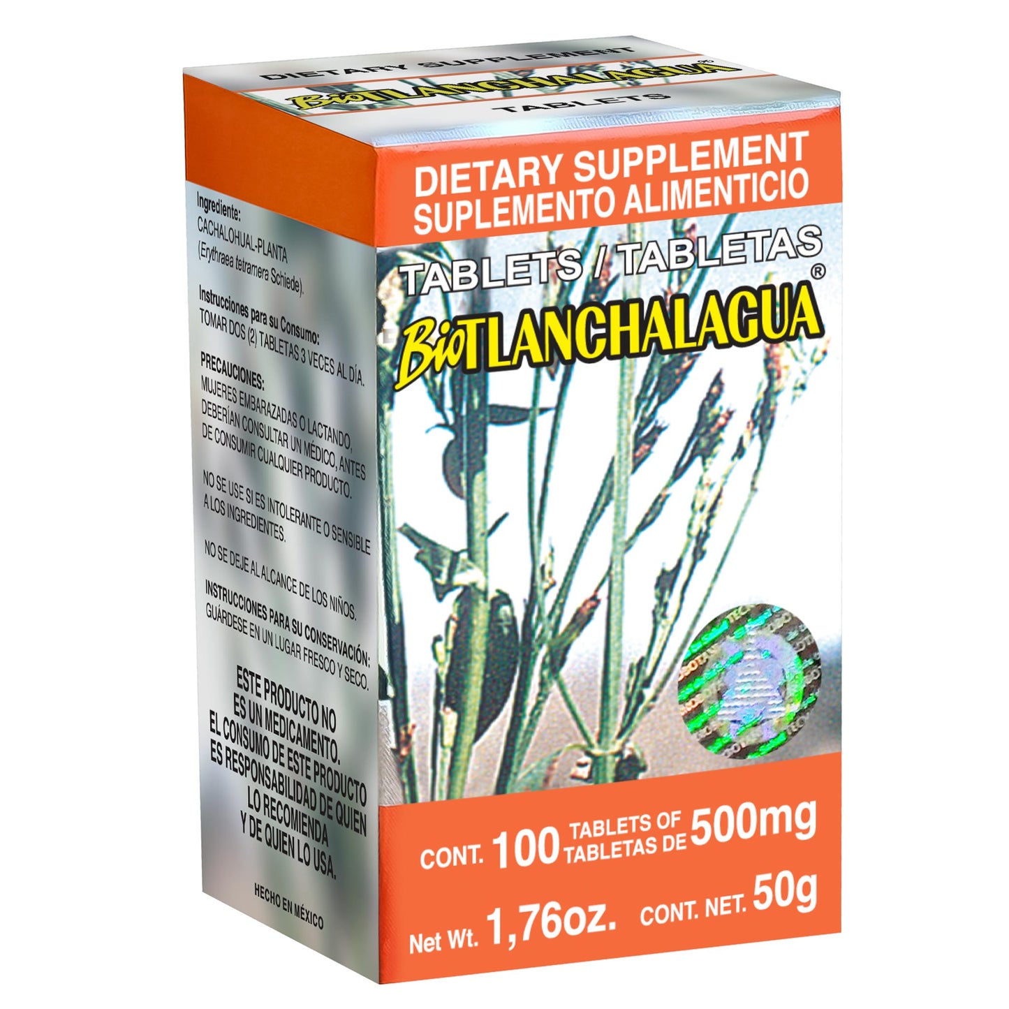 Tabletas BIOTLANCHALAHUA ® tlanchalahua caja frasco 100