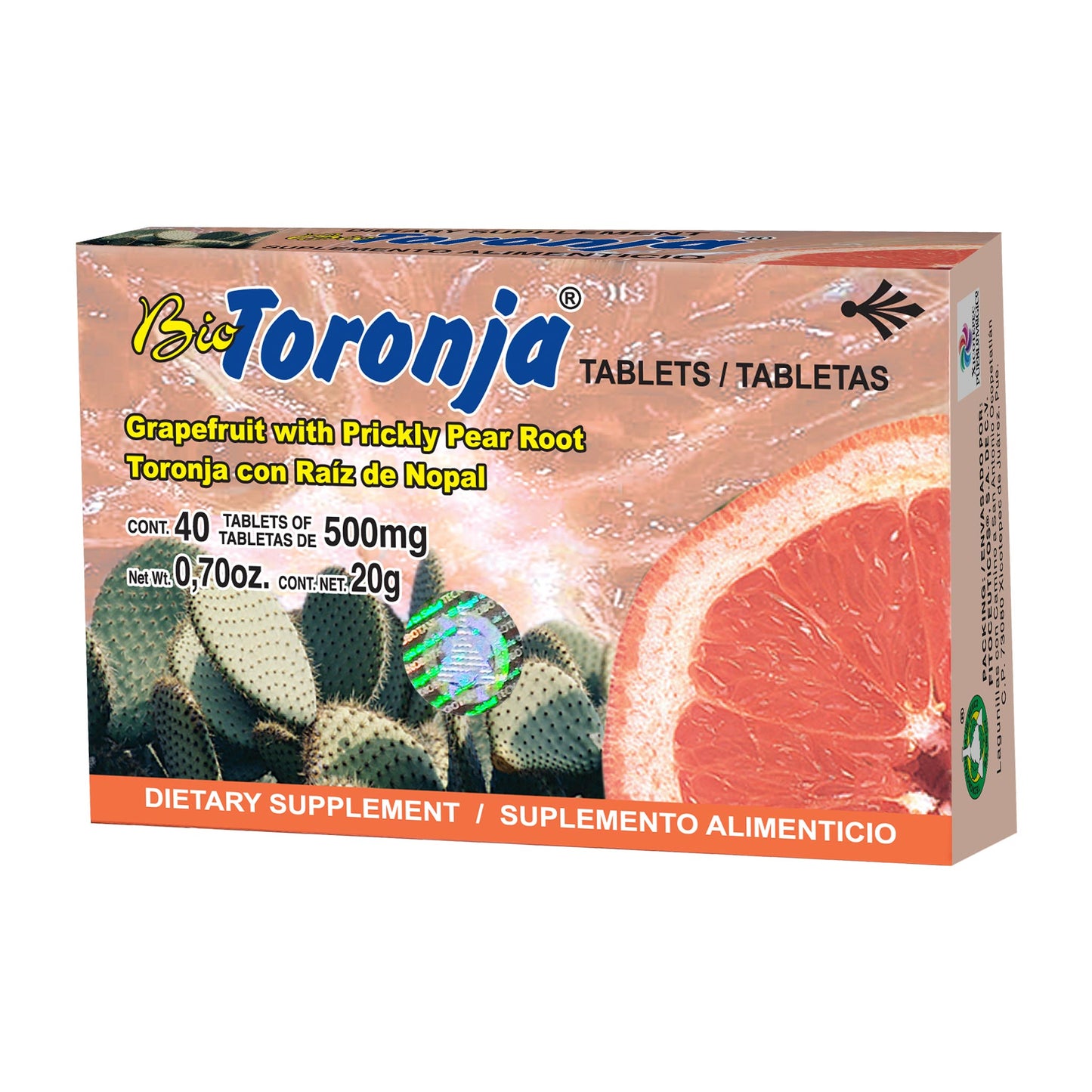 Tabletas BIOTORONJA ® toronja raíz de nopal caja blister 40