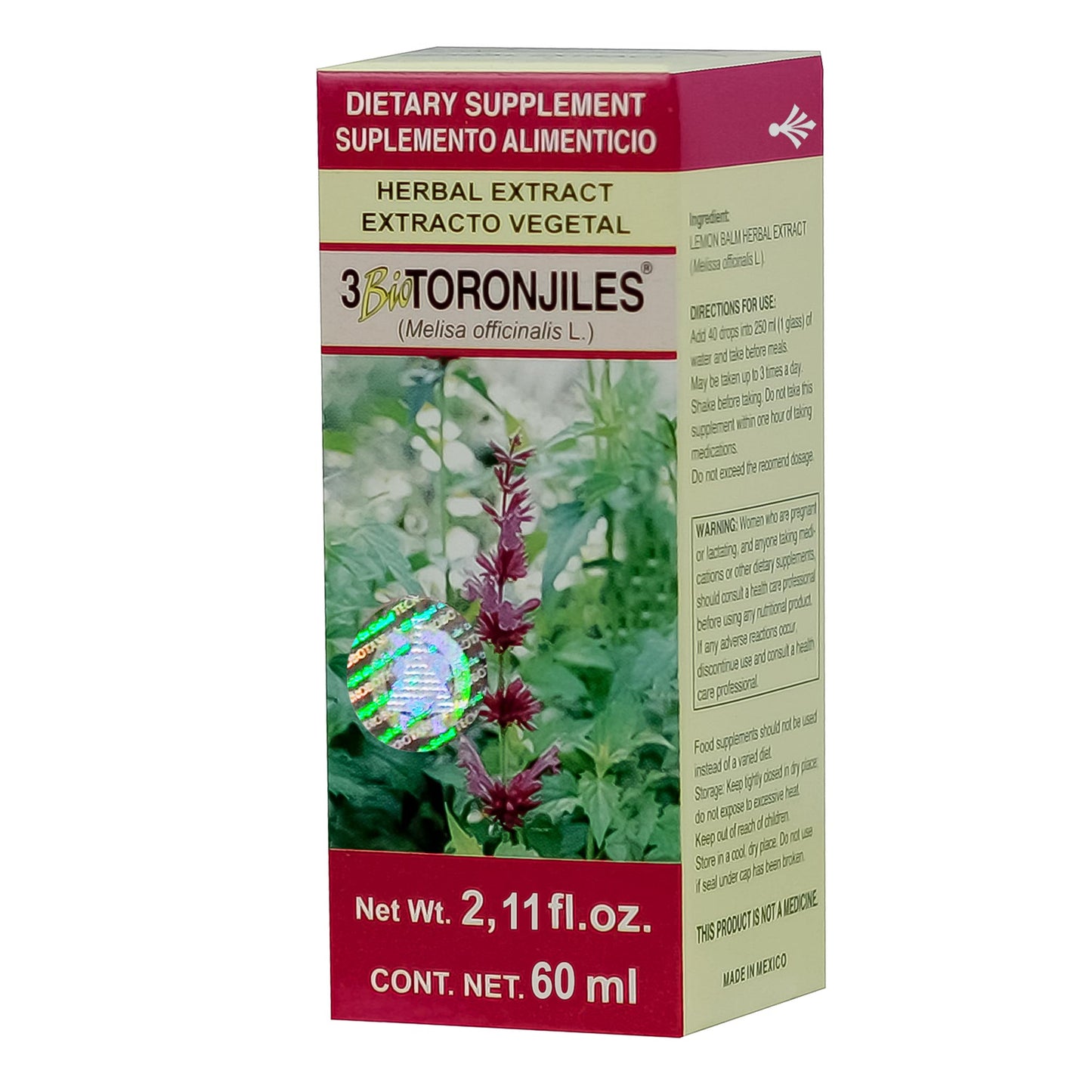 Extracto vegetal 3 BIOTORONJILES ® tres toronjiles caja frasco gotero 60ml