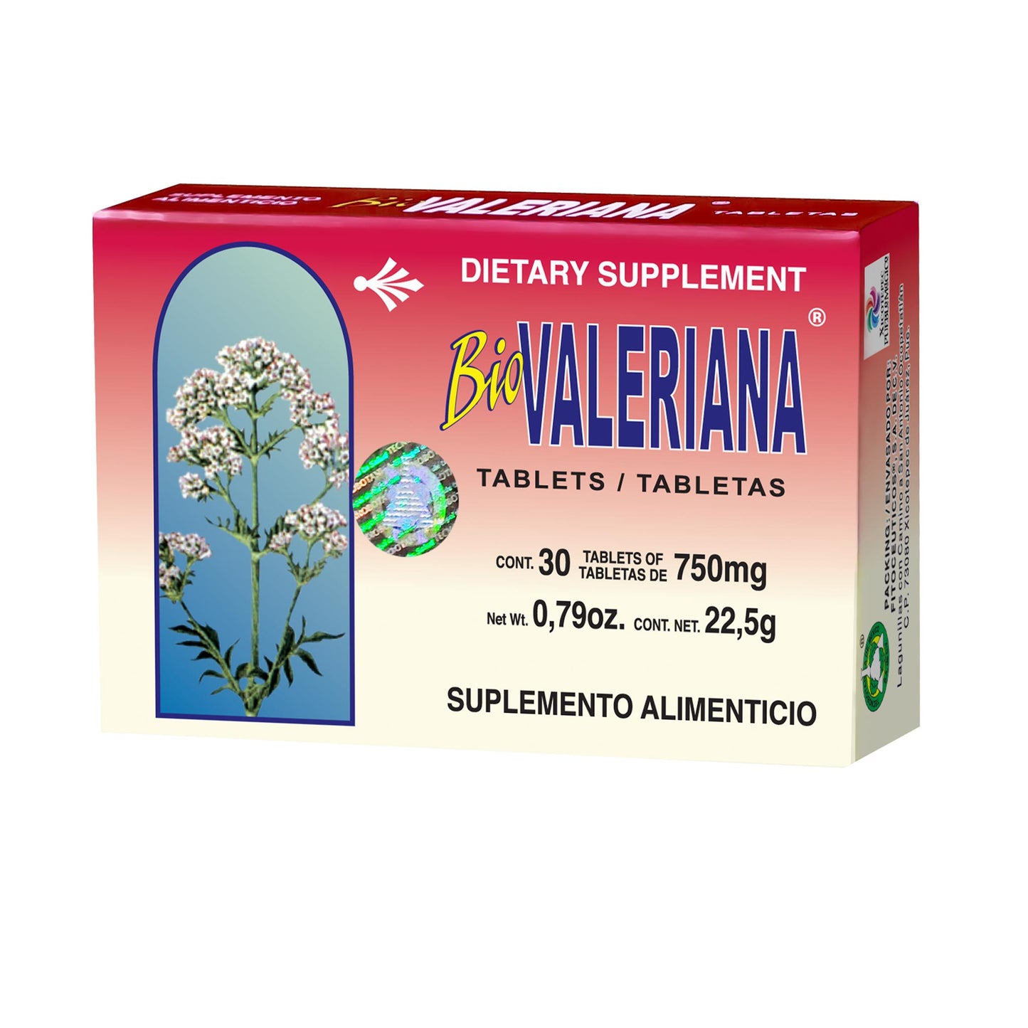 Tabletas BIOVALERIANA ® raíz de valeriana blanca caja blister 30
