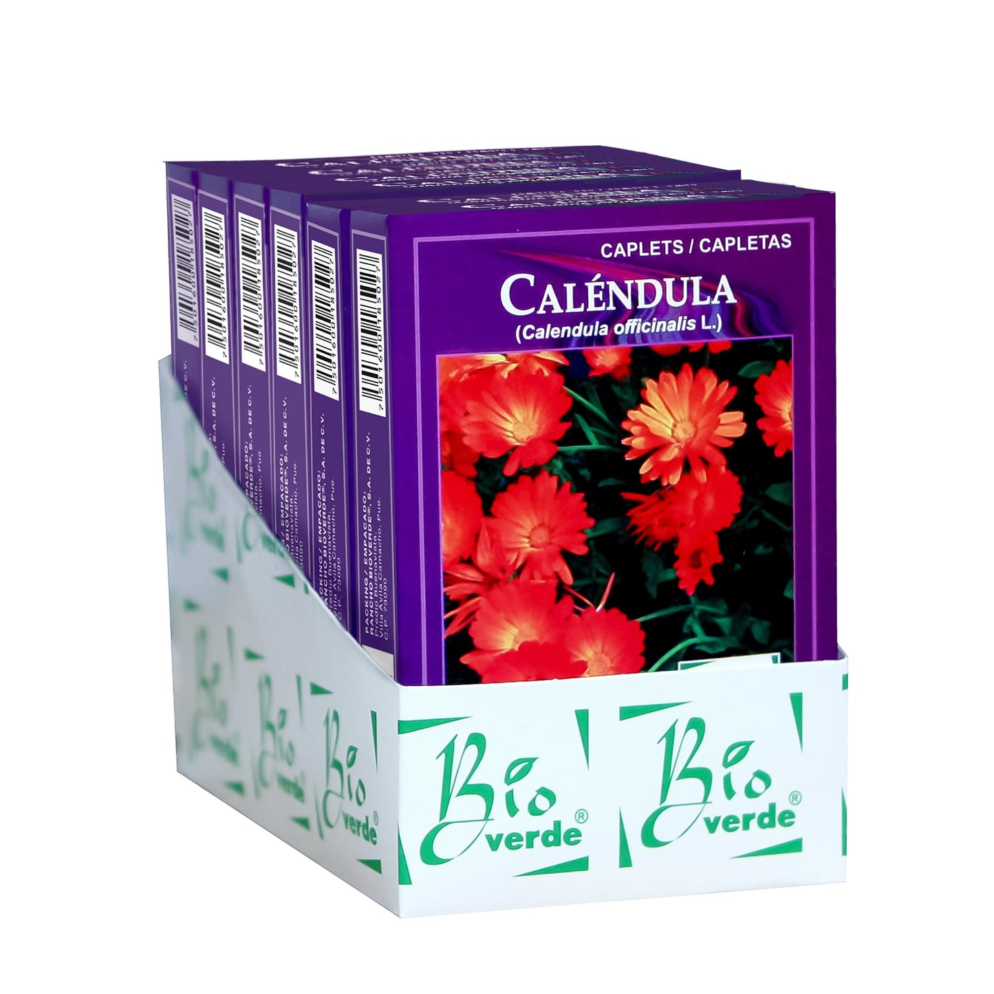 Capletas BIOVERDE ® caléndula flor 6 cajas con 60