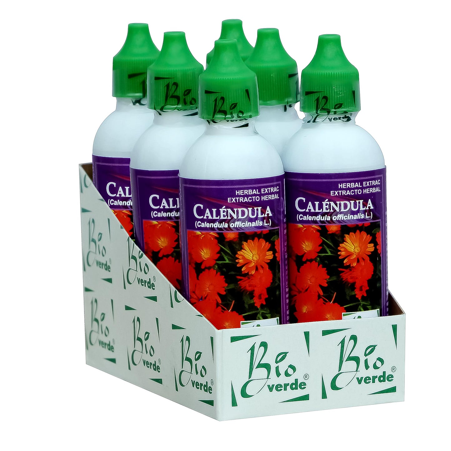 Extracto vegetal BIOVERDE ® flor de caléndula 6 frascos goteros de 60ml
