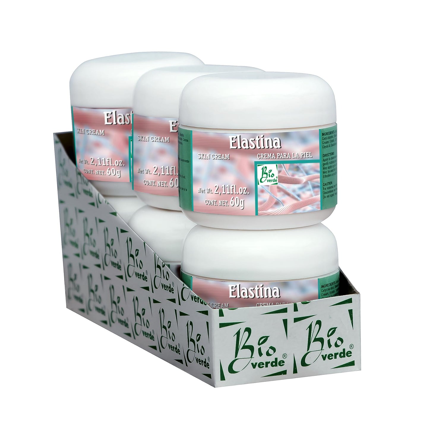 Crema facial BIOVERDE ® elastina 6 tarros de 60g