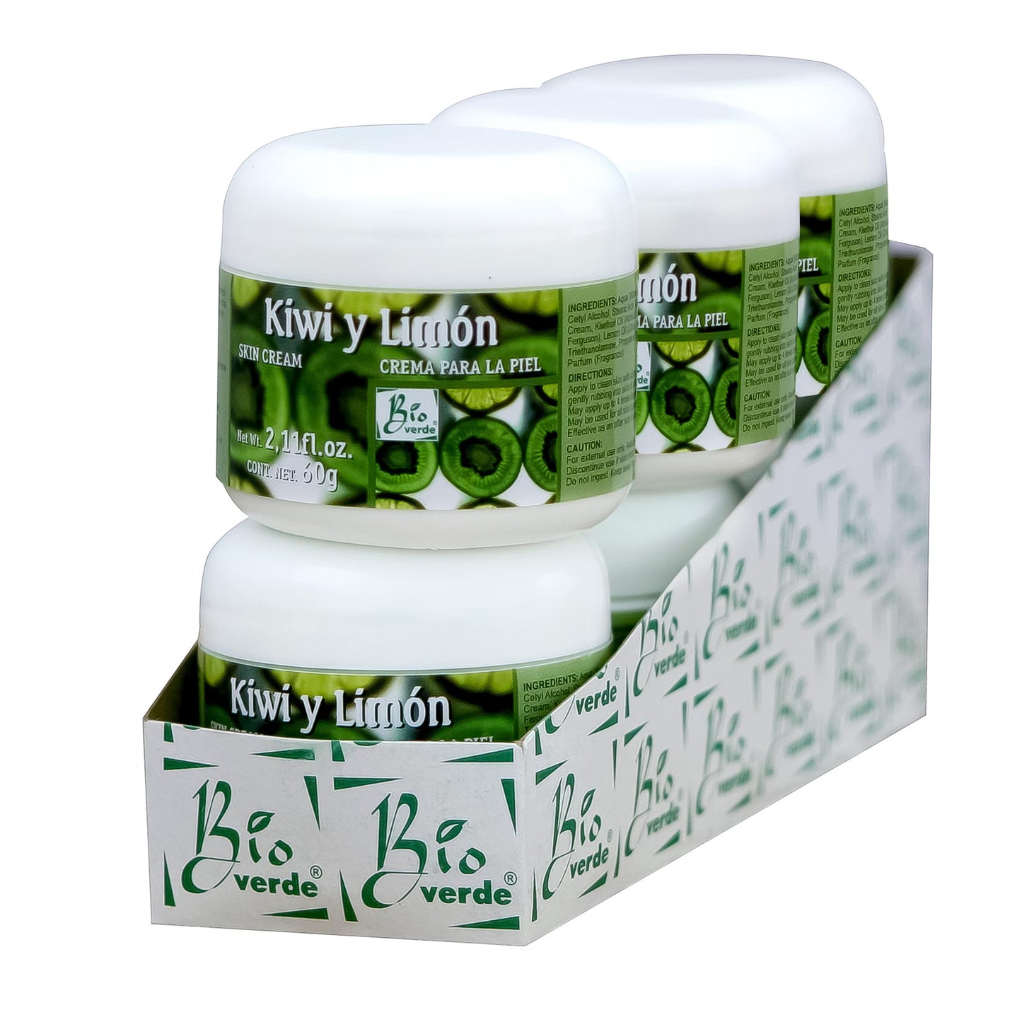 Crema facial BIOVERDE ® kiwi y limón 6 tarros de 60g
