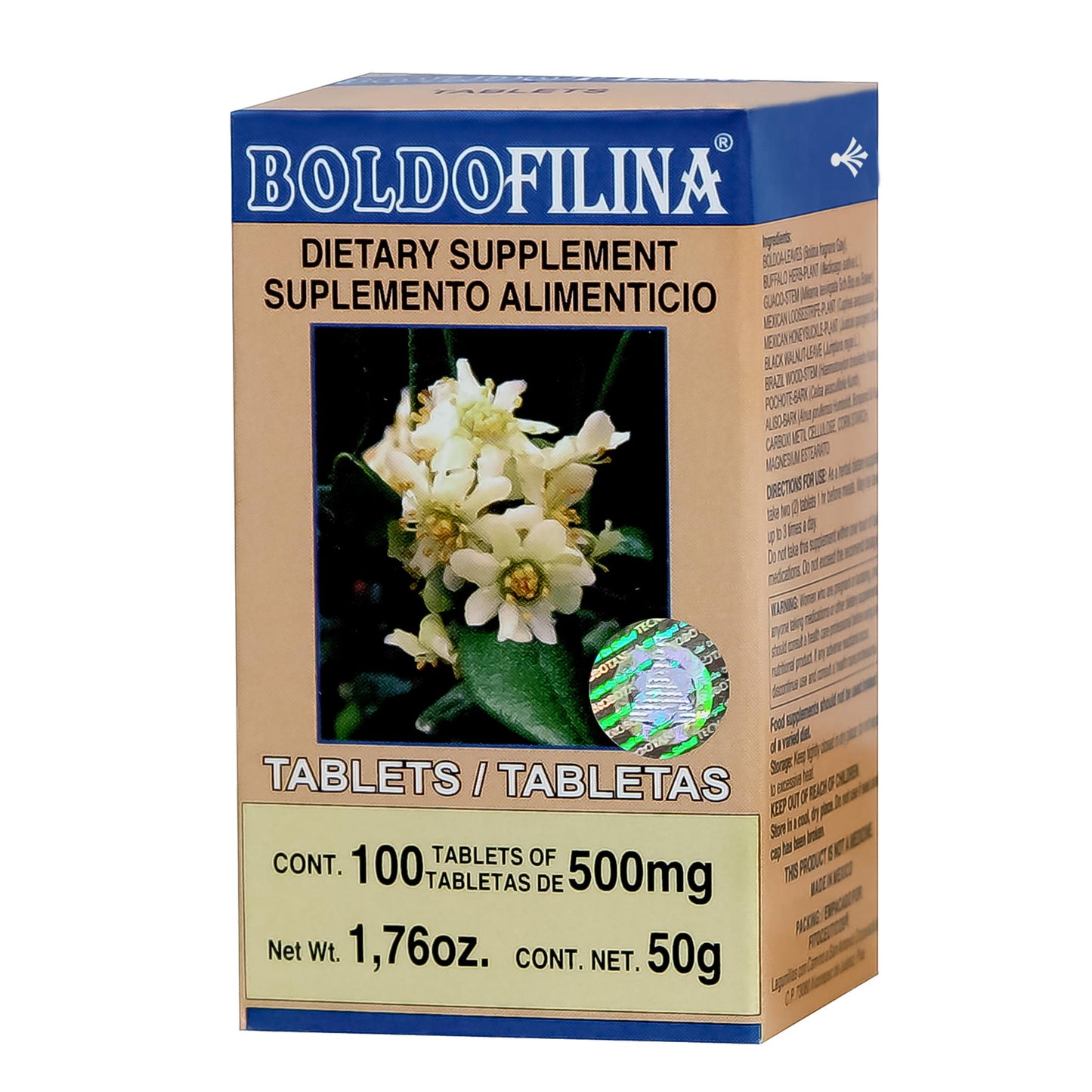 Tabletas BOLDOFILINA ® boldo compuesto caja frasco 100
