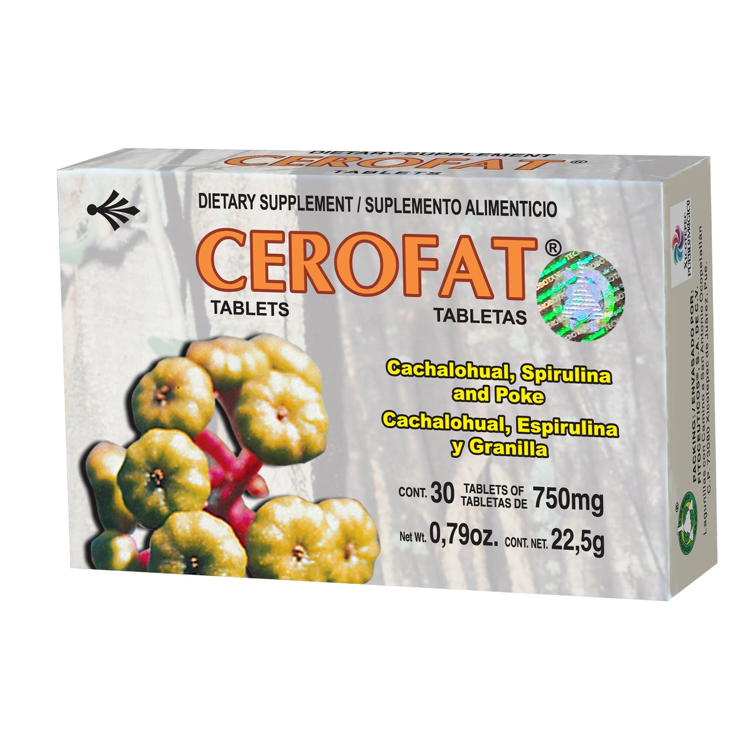 Tabletas CEROFAT ® fitolaca compuesta caja blister 30