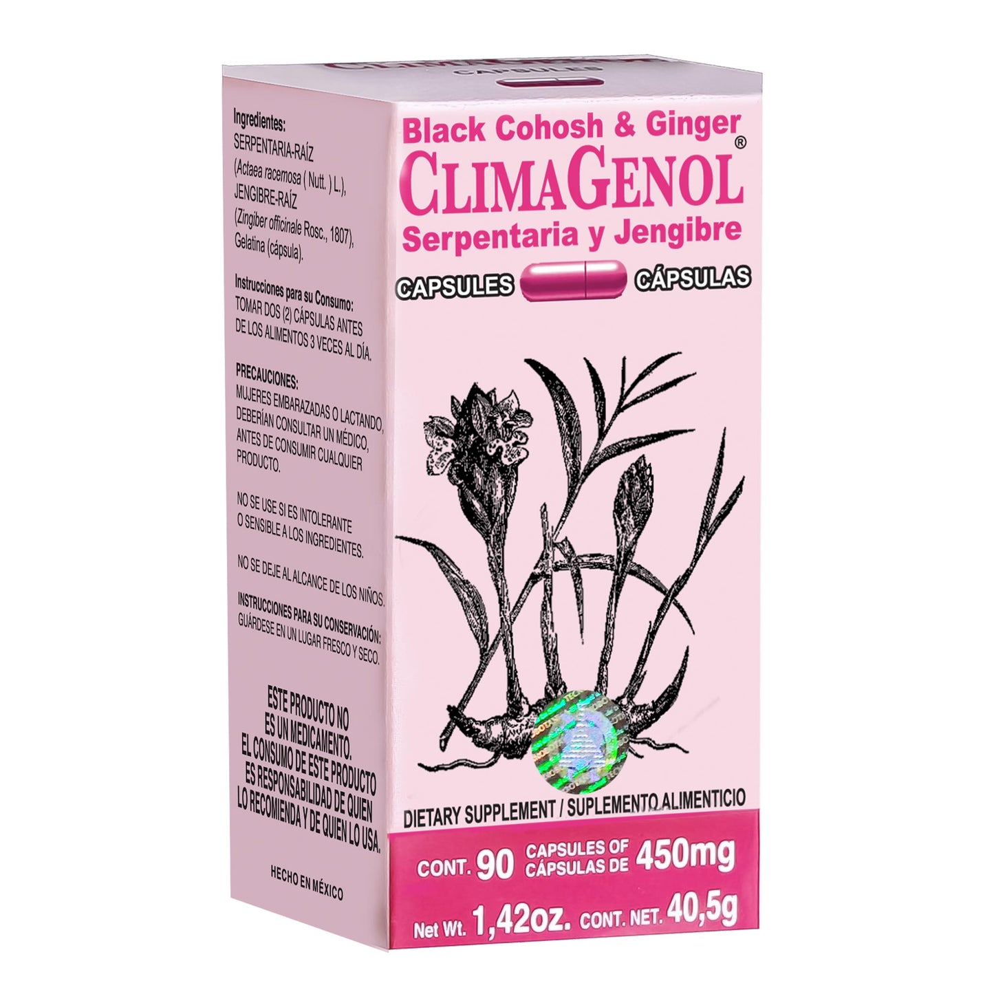 Cápsulas CLIMAGENOL ® serpentaria y jengibre frasco 90u