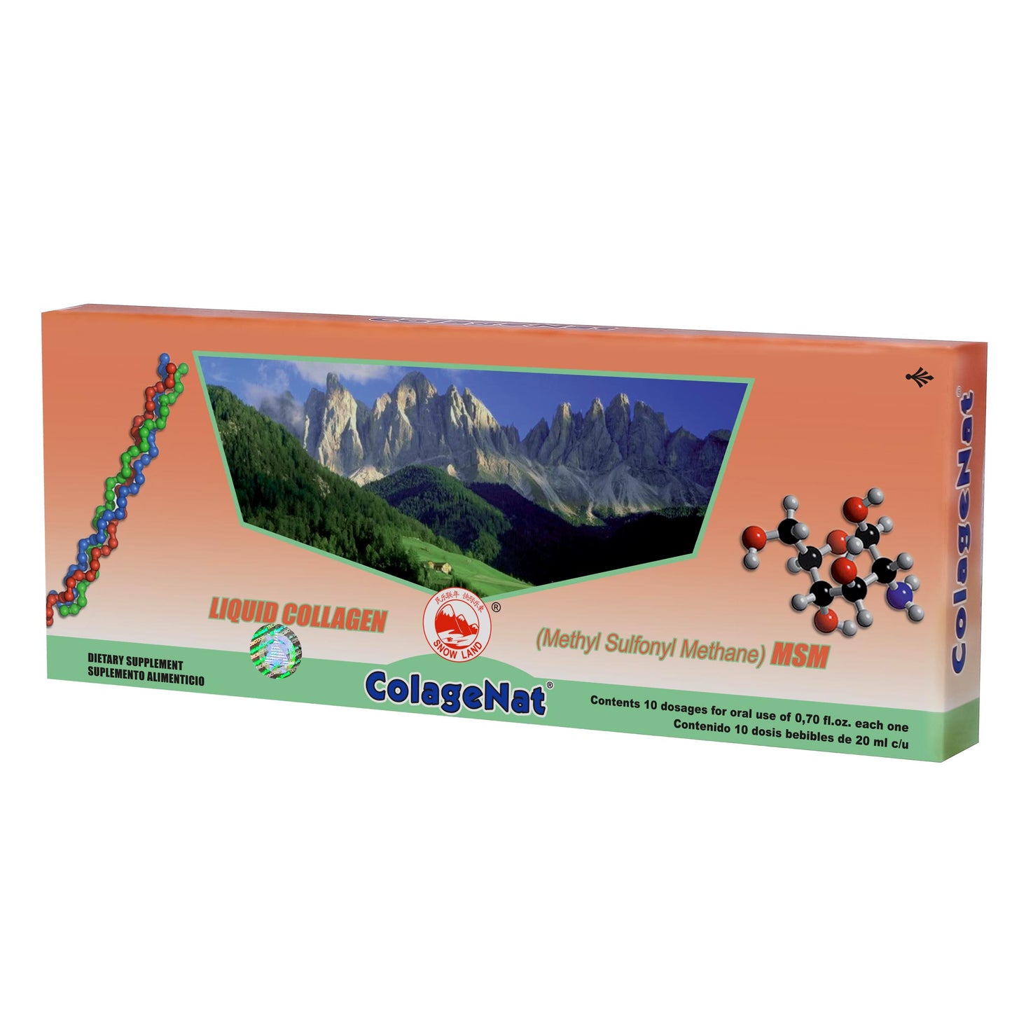 Ampolletas ingeribles COLAGENAT ® colágeno líquido y MSM 10 frascos de 20ml