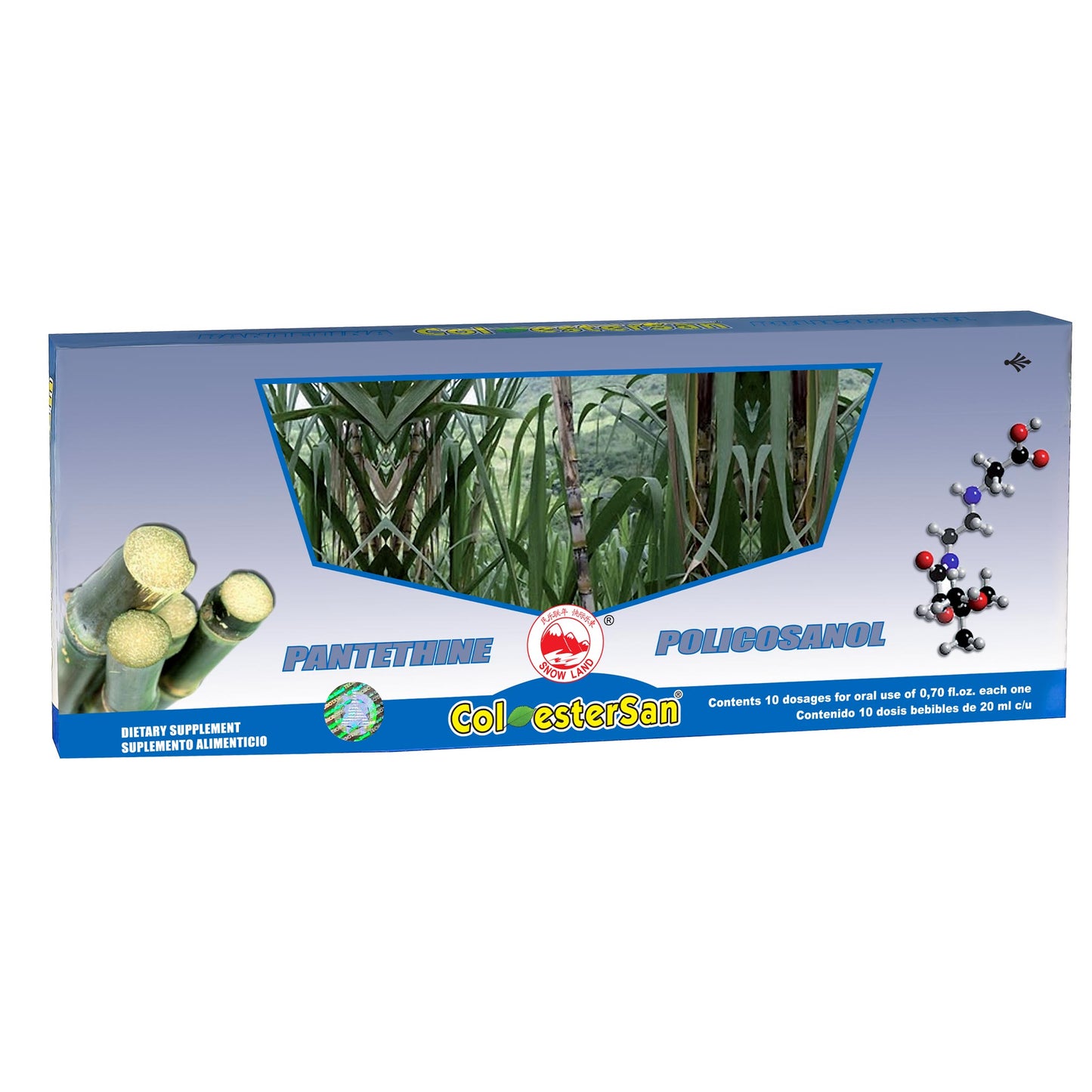 Ampolletas ingeribles COLESTERSAN ® pantetina y policosanol 10 frascos de 20ml