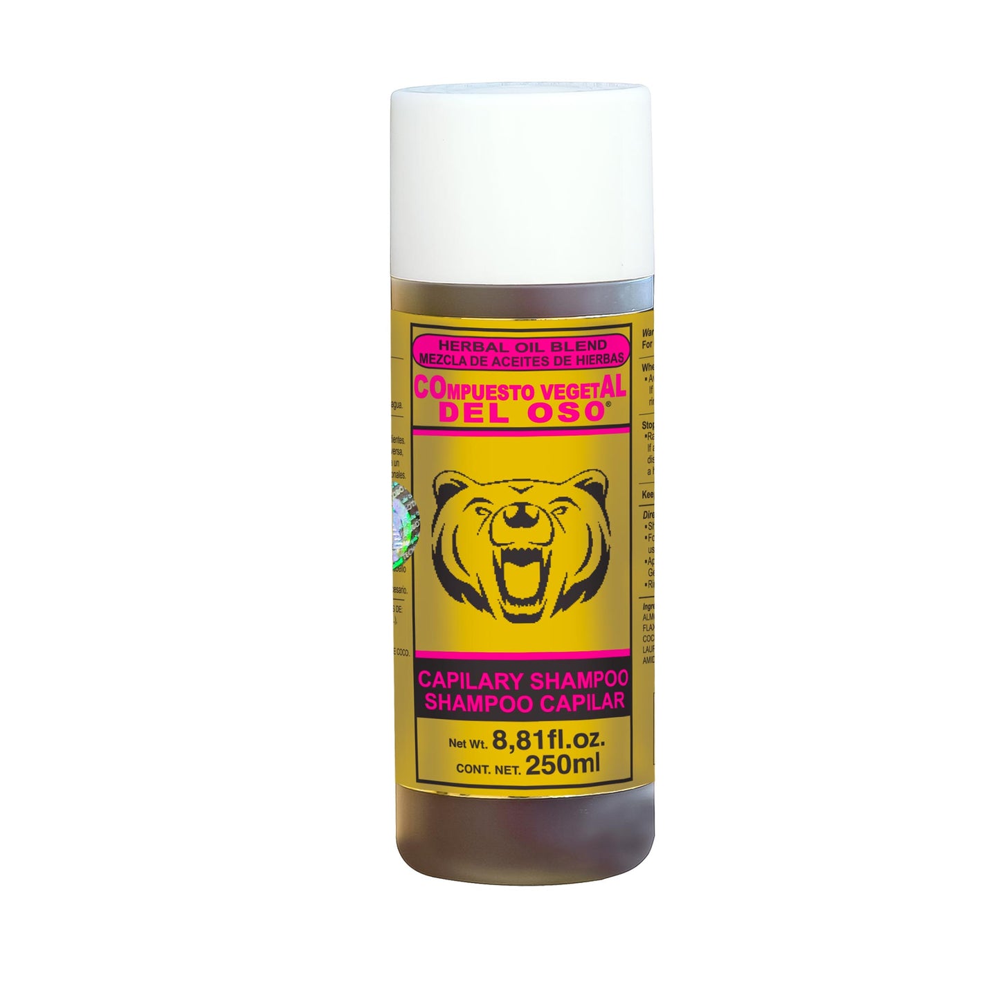 Shampoo COMPUESTO VEGETAL DEL OSO ® aceites de almendras, olivo, coco y linaza frasco 250ml