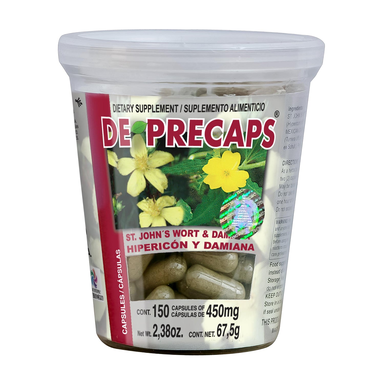 Cápsulas DEPRECAPS ® hipericón y damiana frasco 150