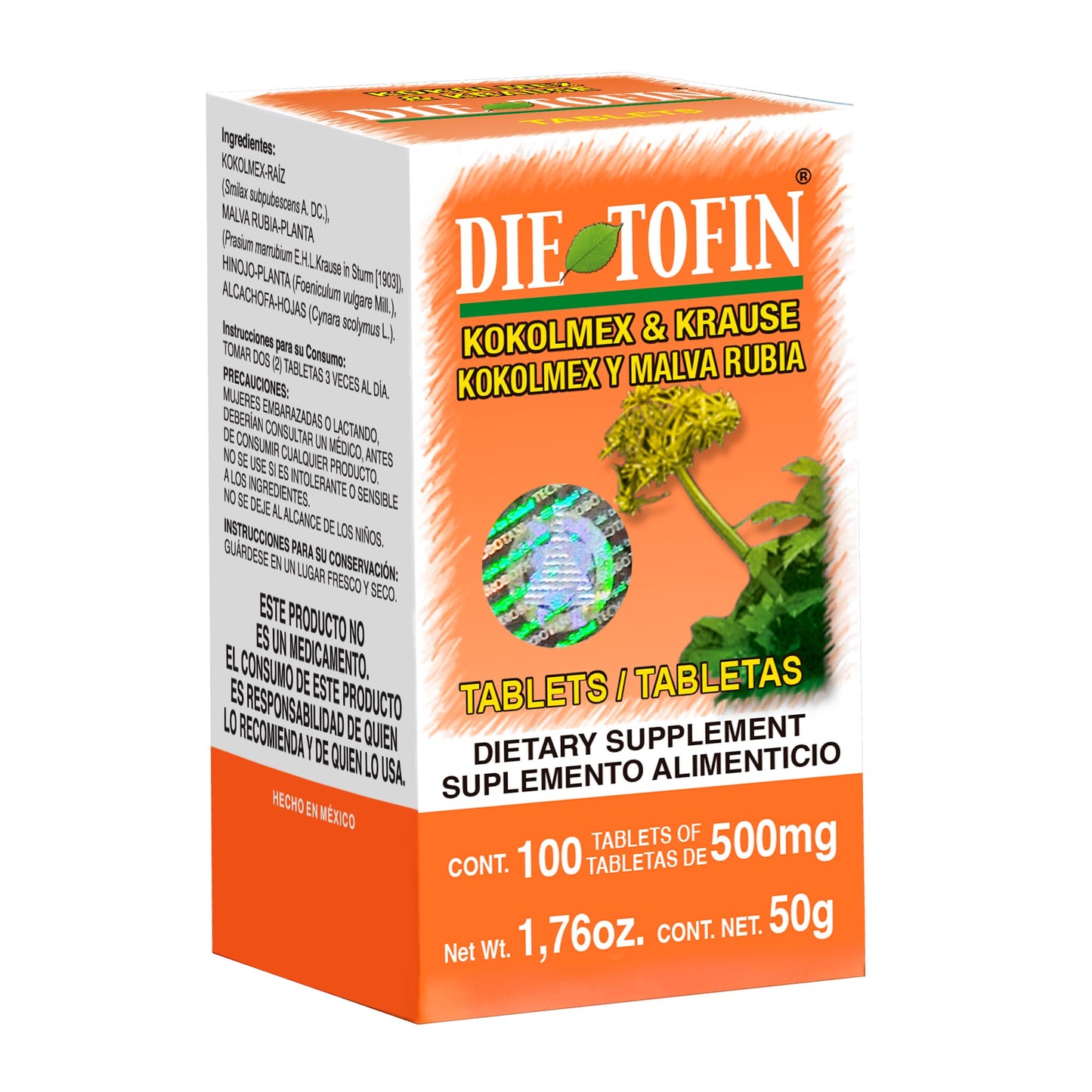 Tabletas DIETOFIN ® kokolmex y malva rubia caja frasco 100