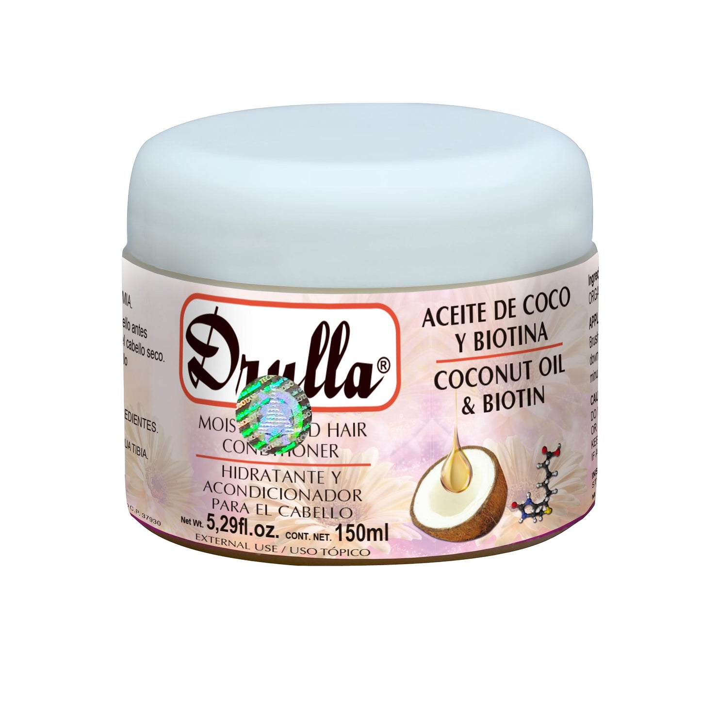 Acondicionador hidratante DRULLA ® aceite de coco y biotina frasco 150ml