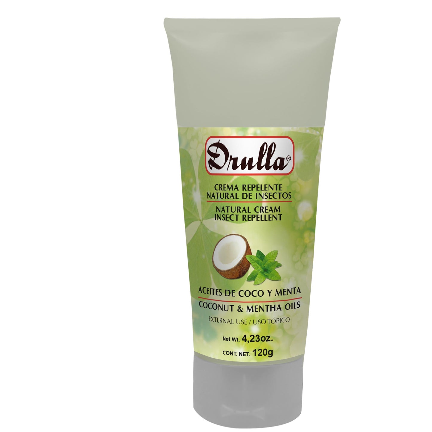 Repelente de insectos DRULLA ® crema aceite de coco y menta tubo 120g