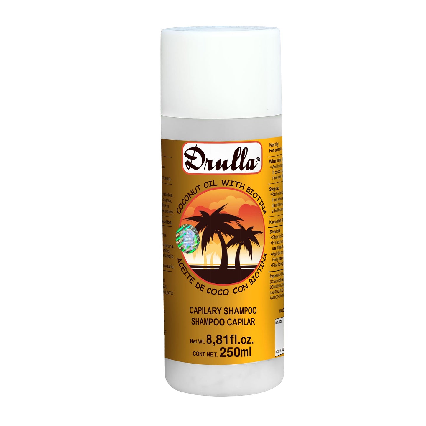 Shampoo DRULLA ® aceite de coco biotina frasco 250ml