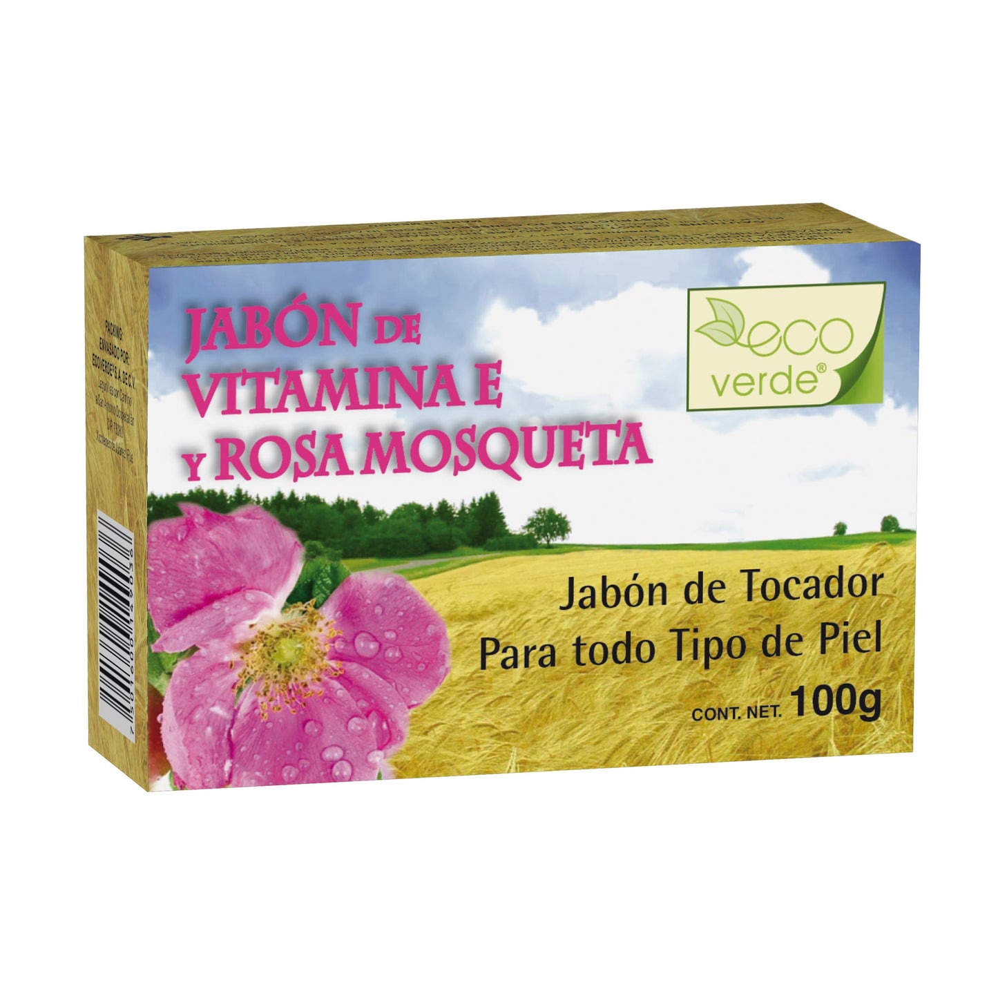 Jabón ECO VERDE ® vitamina E rosa mosqueta caja barra 100g