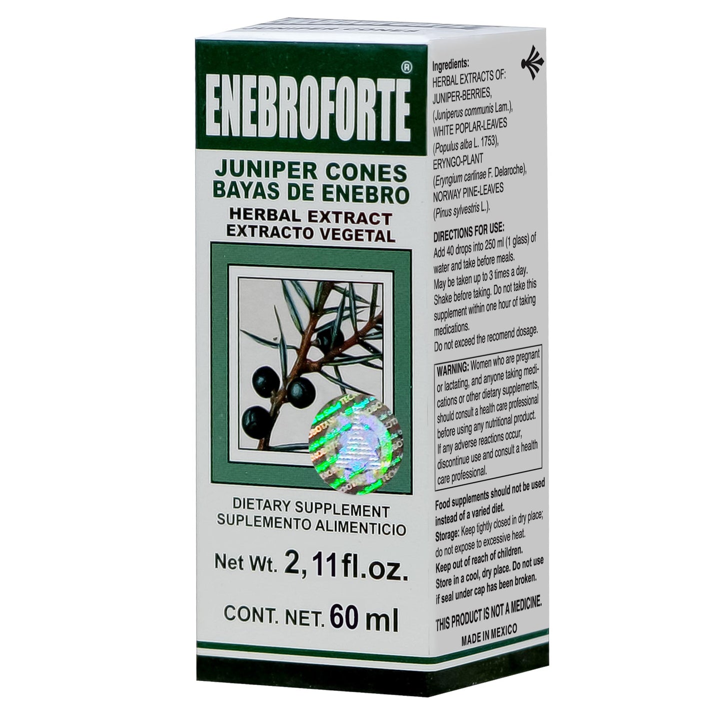 Extracto vegetal ENEBROFORTE ® bayas de enebro caja frasco gotero 60ml